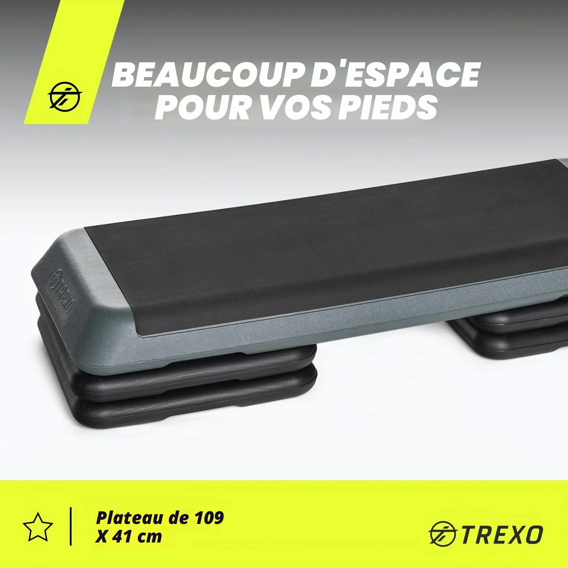TREXO Step d'exercice aérobique pour cardio-training Hauteur réglable 10-15-20 cm 109 x 41 cm 250 kg VERT