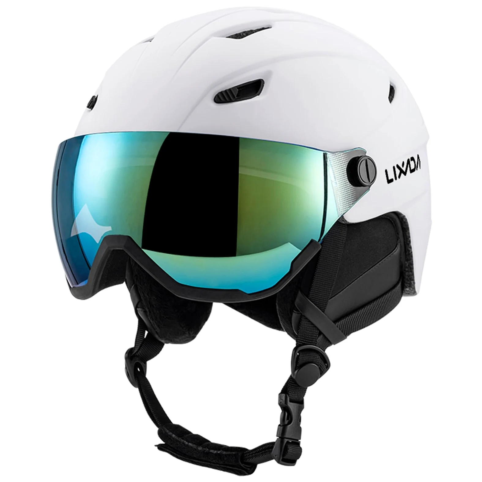 Casque de Snowboard Réglable pour Homme et Femme, Casque de Ski Résistant aux Chocs avec Lunettes, Idéal pour Les Amateurs Sports d'hiver, Matériau PC EPS, Noir/Blanc/Orange/Violet