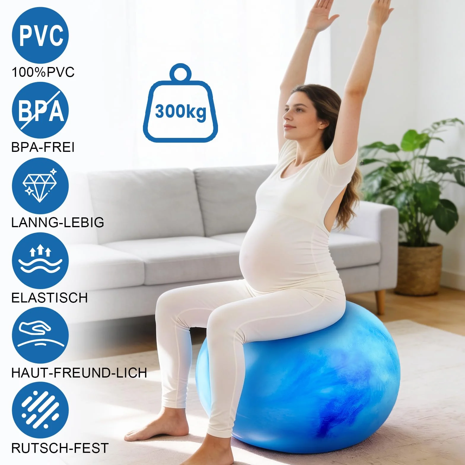 Ballon Swiss Ball 65cm Anti-Slip Pilates Yoga Fitness Accessoires avec Gonfleur