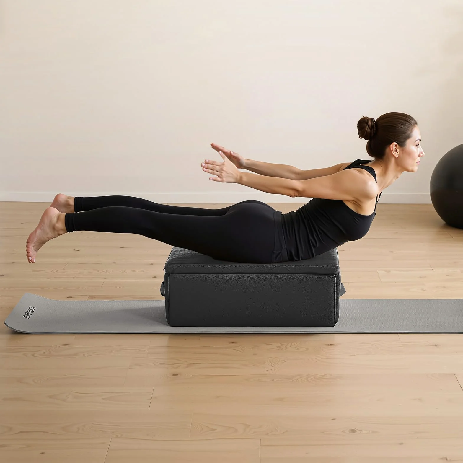 VEVOR Boîte de Reformer Pilates 62,5x43,5x24 cm, PU et Bois, Accessoire Pilates