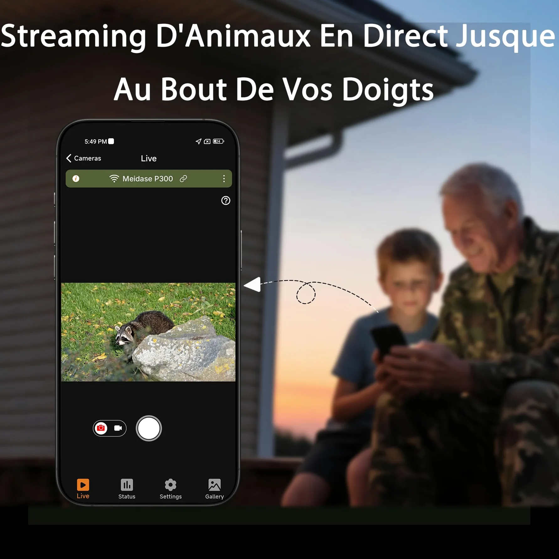 Meidase P300 Caméra de Chasse, WiFi Bluetooth 50m Portée de Connexion, Double Antenne, 64mp 1296p, Vision Nocturne, Activation Mouvement, Ip66 Etanche, Transfert App, Surveillance Extérieure