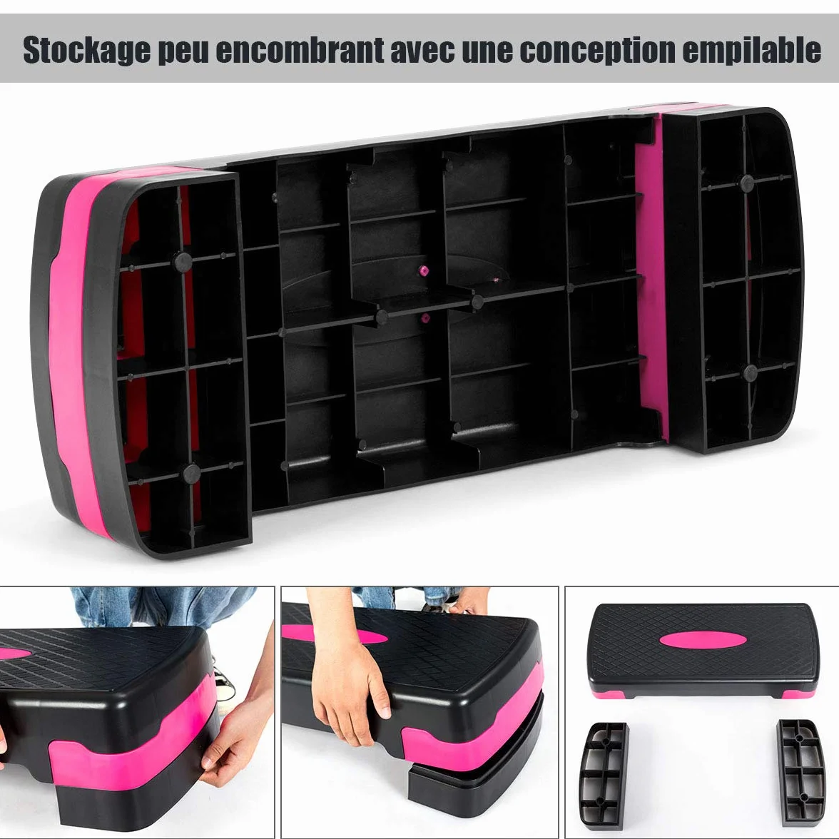 COSTWAY Aérobic Step Fitness Réglable 2 Niveaux 10/15CM Antidérapant 250KG