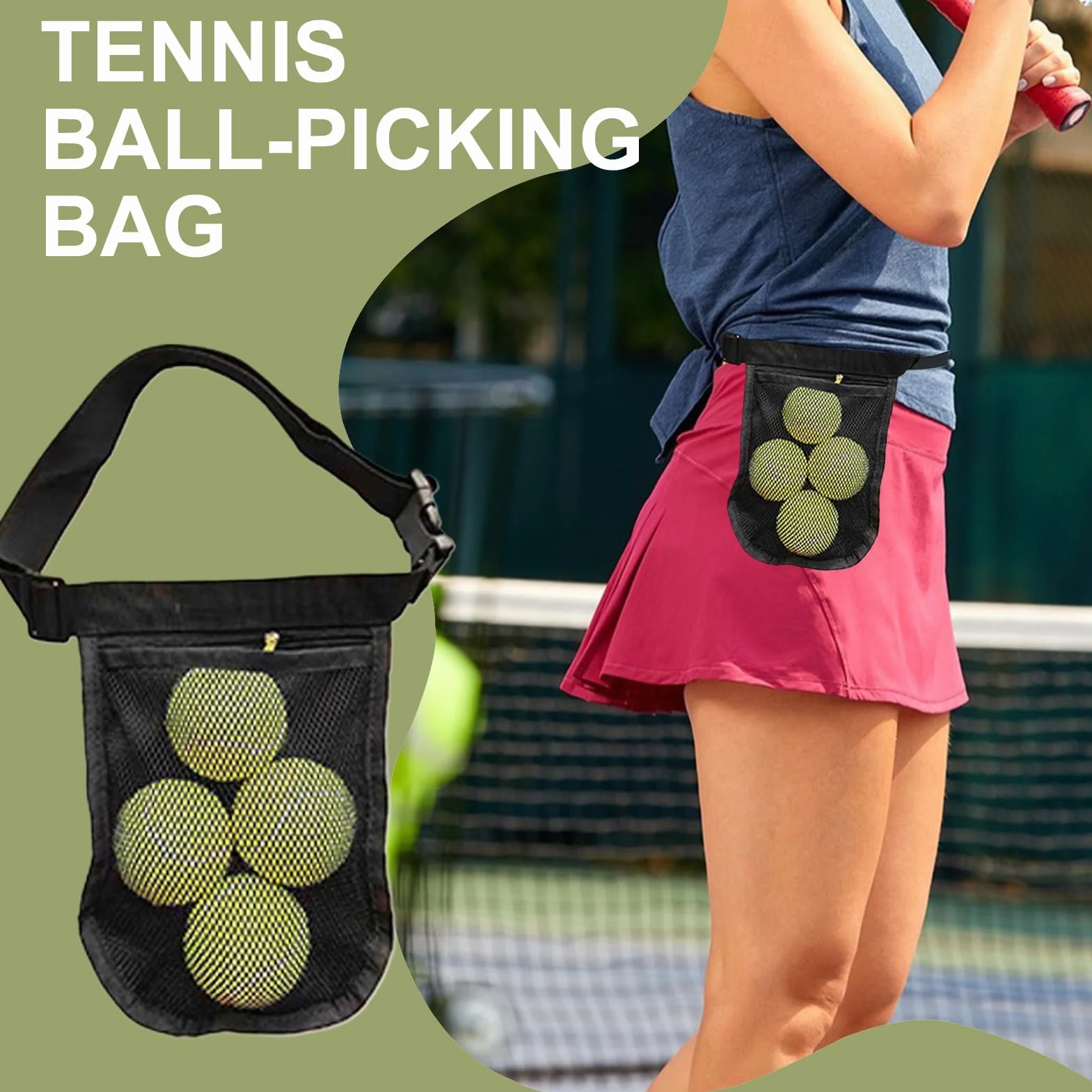 Pochette de ceinture de balle de pickleball - Sac de taille de golf de tennis réglable, porte-sport sécurisé pour la pratique d'entraînement, organisateur léger | Accessoire de gymnase de compétition