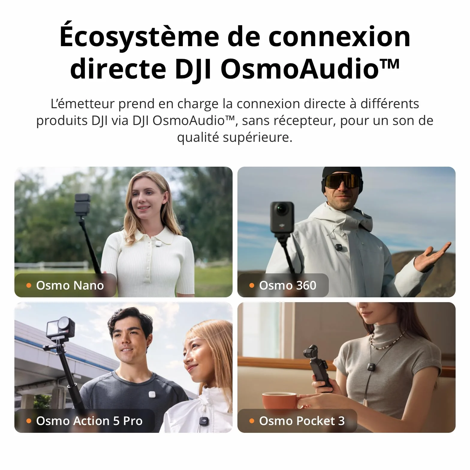 DJI Mic 2 (2 TX + 1 RX + Boîtier de Recharge) Micro sans Fil Tout-en-Un, Réduction Intel. du Bruit, Enregistrement Interne 32 Bits, Portée 250 m