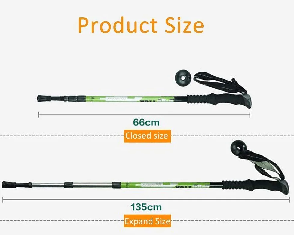 Bâton de randonnée 2 pièces Tige Droite en Alliage d'aluminium 7075 bâton de Ski de Fond Bloc d'absorption des Chocs bâton de Marche Simple télescopique Tungsten Co