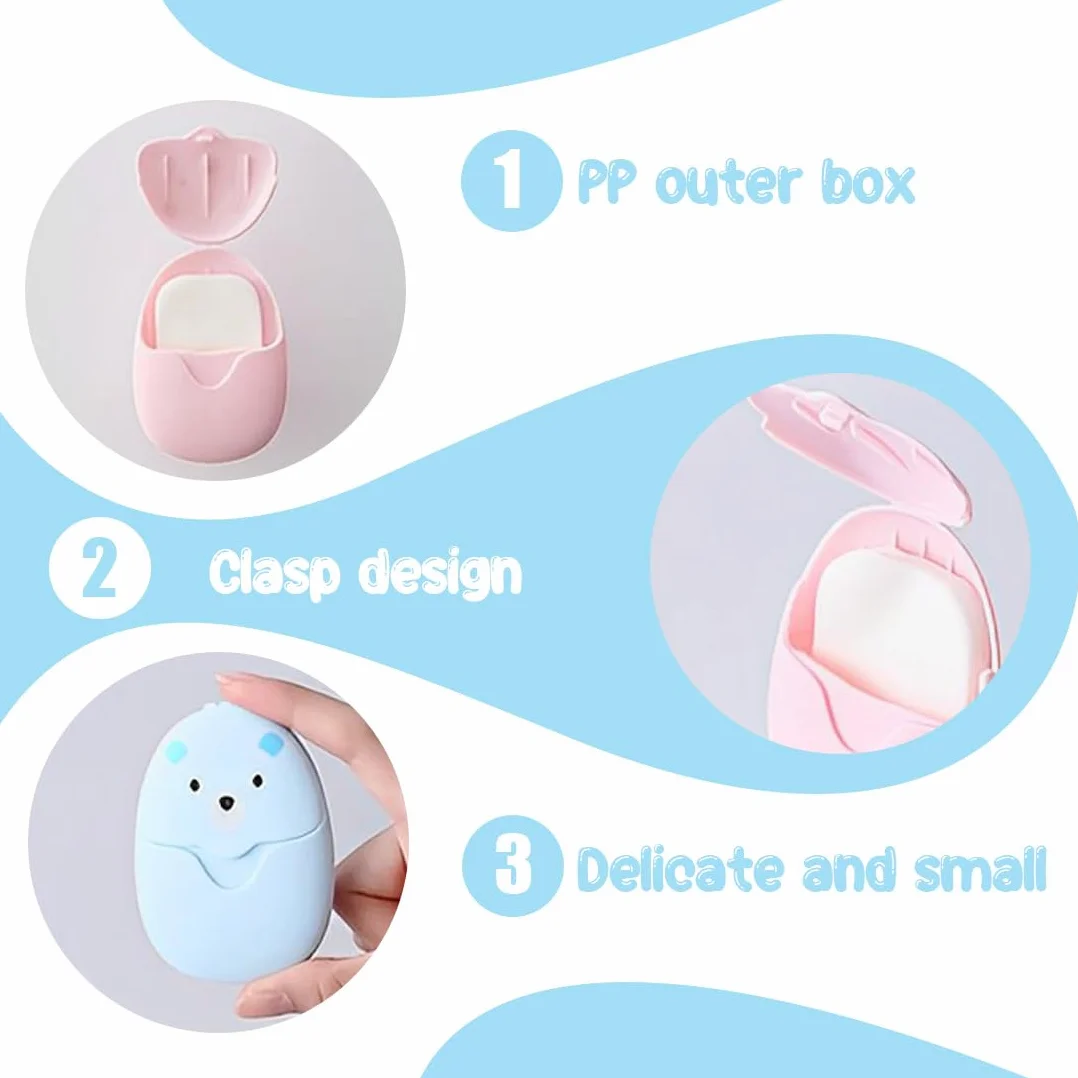 Papier Seifen 150 Mini Feuilles de Savon de Voyage avec Boîte en Plastique pour Camping Outdoor Randonnée