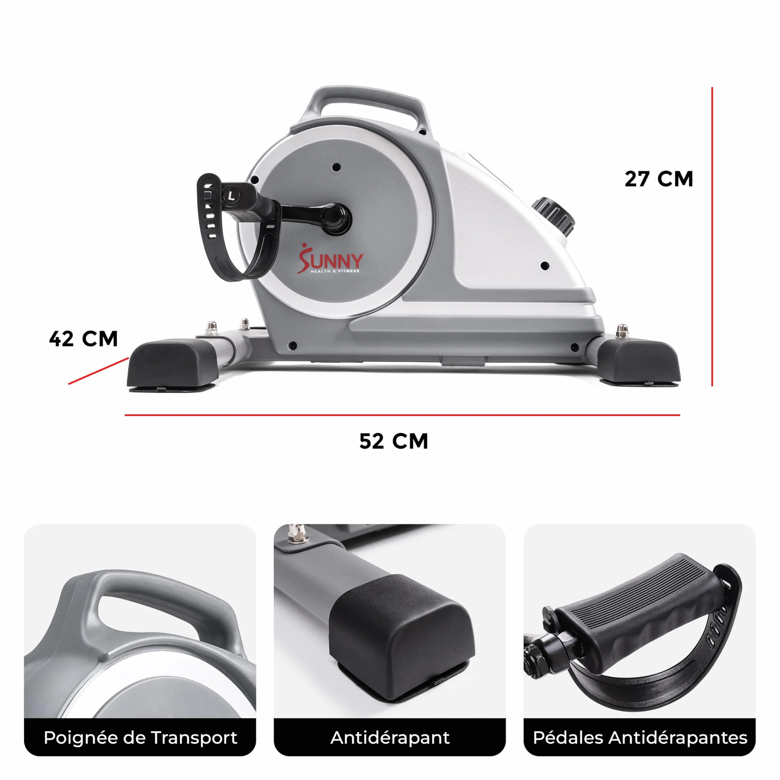 Sunny Health & Fitness Vélo d'appartement Intelligent Mini-pédalier Double Fonction Magnetic