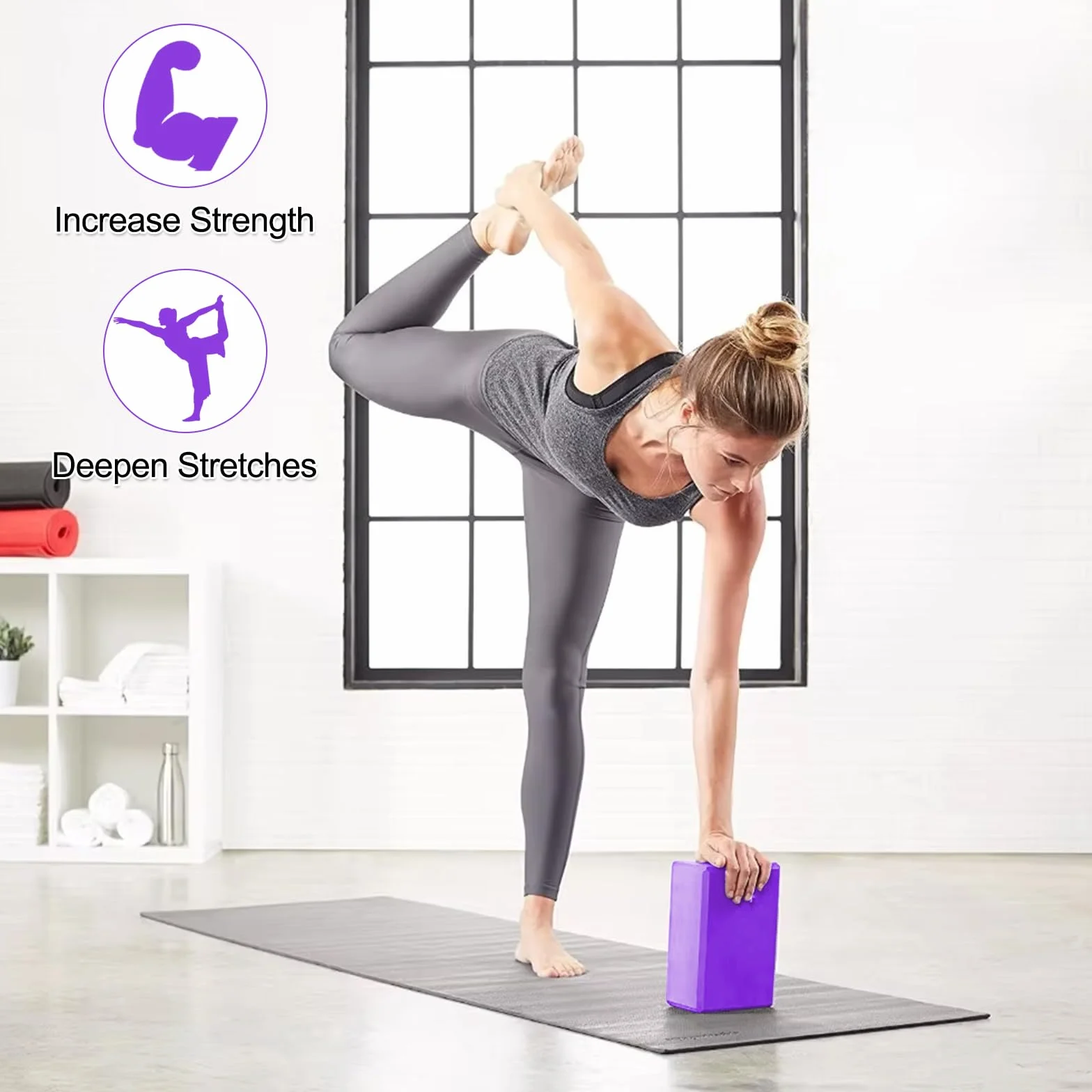 Blocs Yoga en Mousse EVA Haute Densité 23×15×7.6cm Lot de 2