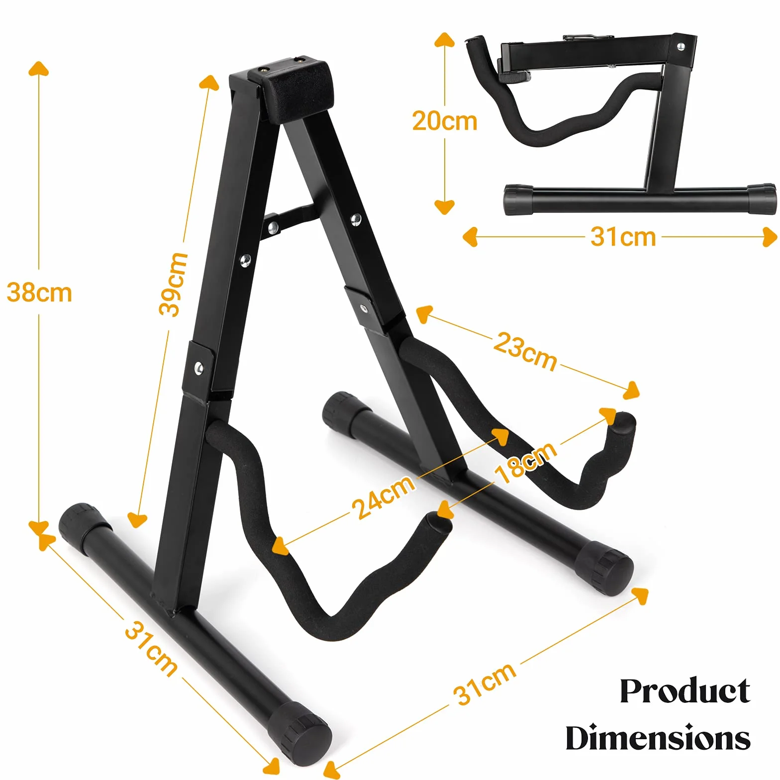 CAHAYA Support de Guitare Pliable A-Frame Métal Universel pour Guitare et Basse Électrique Acoustique Classique