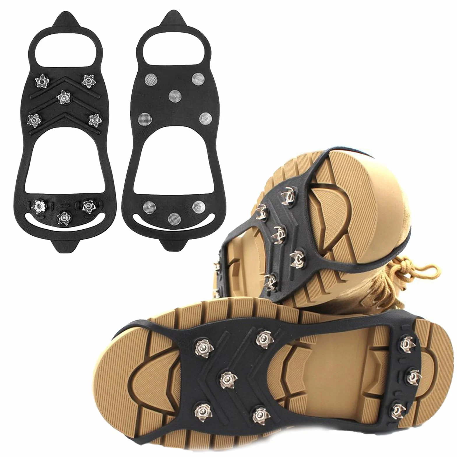 Crampons Neige Antidérapants avec Pointes en Acier Inoxydable 8 Dents