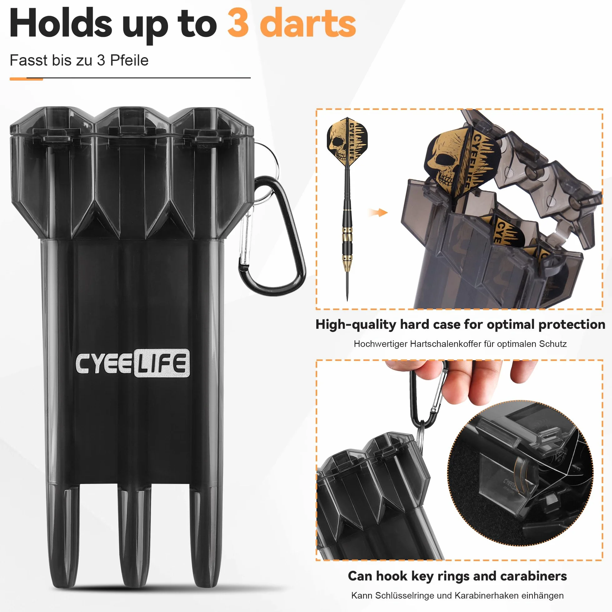 CyeeLife Flechette Pointe Acier 24g Barrels en Laiton Set de fléchettes avec Flights Aiguiseur Coffret