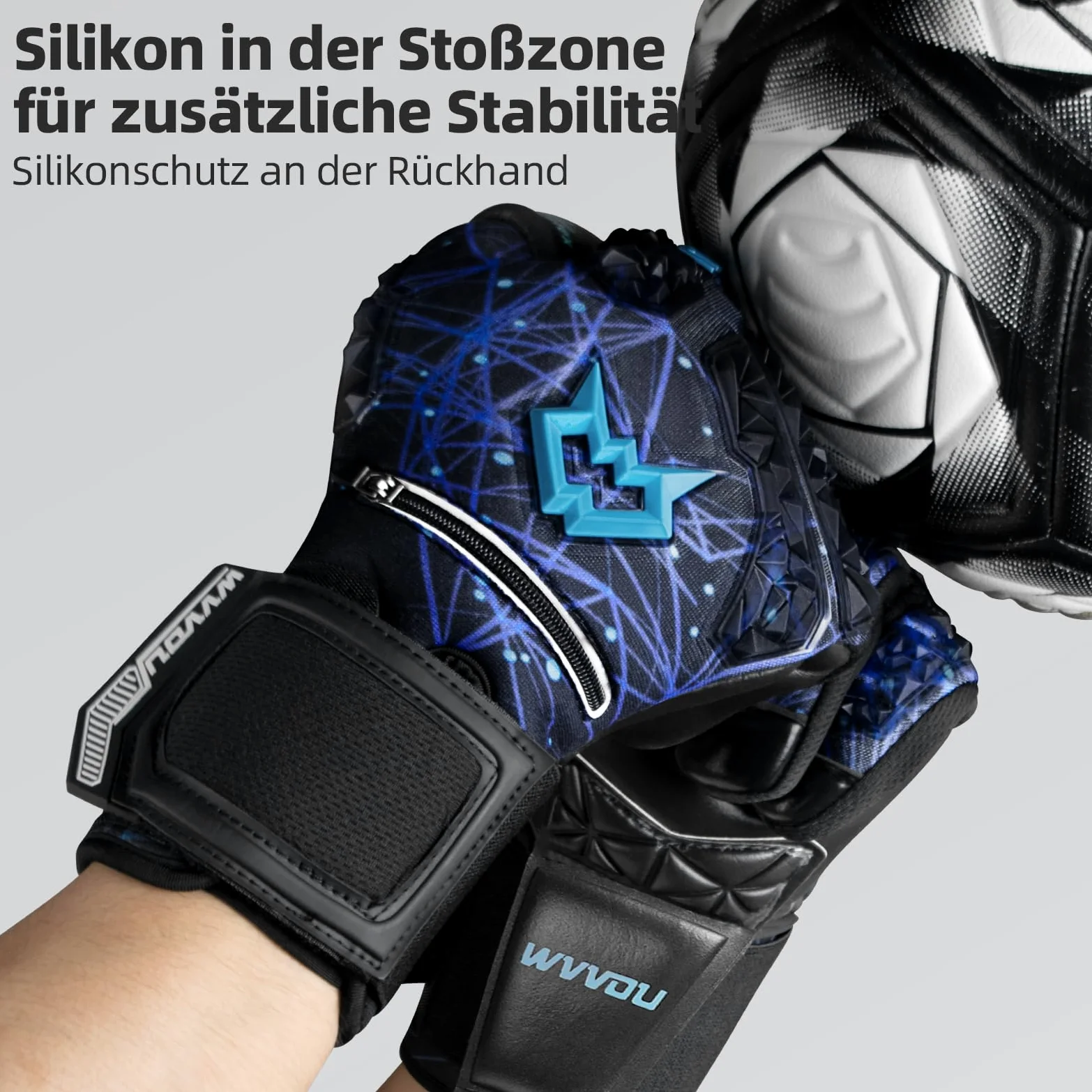 WVVOU Gants de Gardien de But pour Hommes et Adolescents - Gants de Gardien de But Haute Performance pour Enfants avec 5 protège-Doigts Amovibles, Gants de Football avec Latex Collant de 4 mm sur la