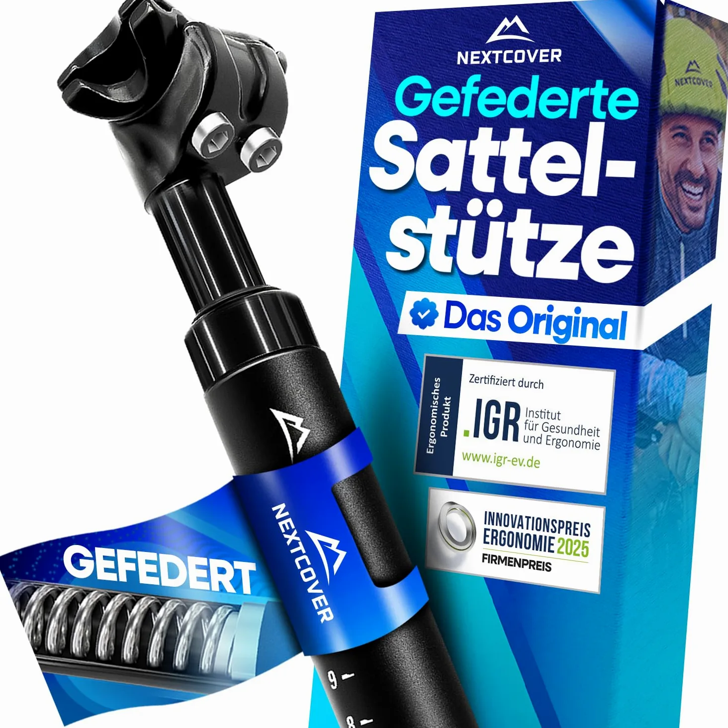 NEXTCOVER® Tige de selle à ressort – L'original – Avec 27,2/30,9/31,6 mm de diamètre et technologie [Comfort Spring] I tige de selle à ressort, tige de selle à ressort, suspension de selle
