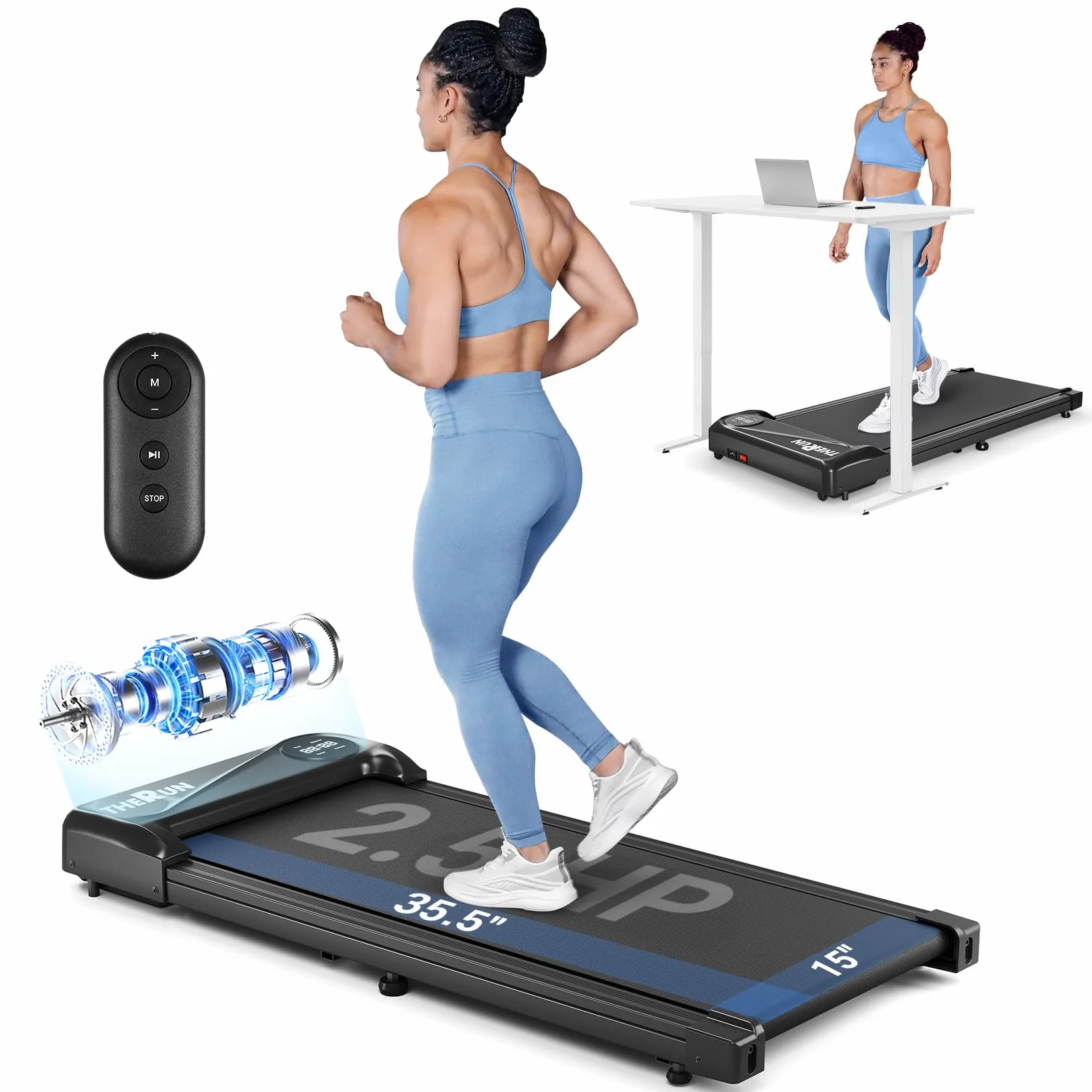 Tapis de Course Portable Walking Pad Électrique 2.5 HP 6km/h avec Télécommande Écran LCD 120 KG