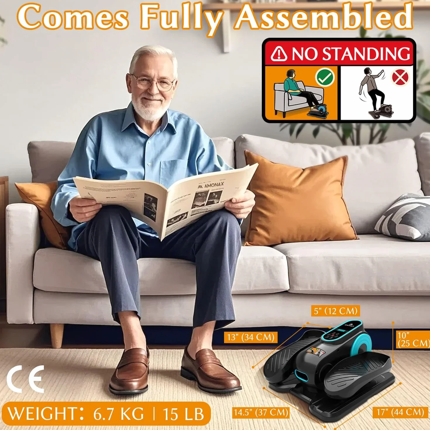 Amonax Ellipse Pedalier Electrique Motorisé Vélos Elliptiques Cardio sous Bureau Mini Home Reeducation