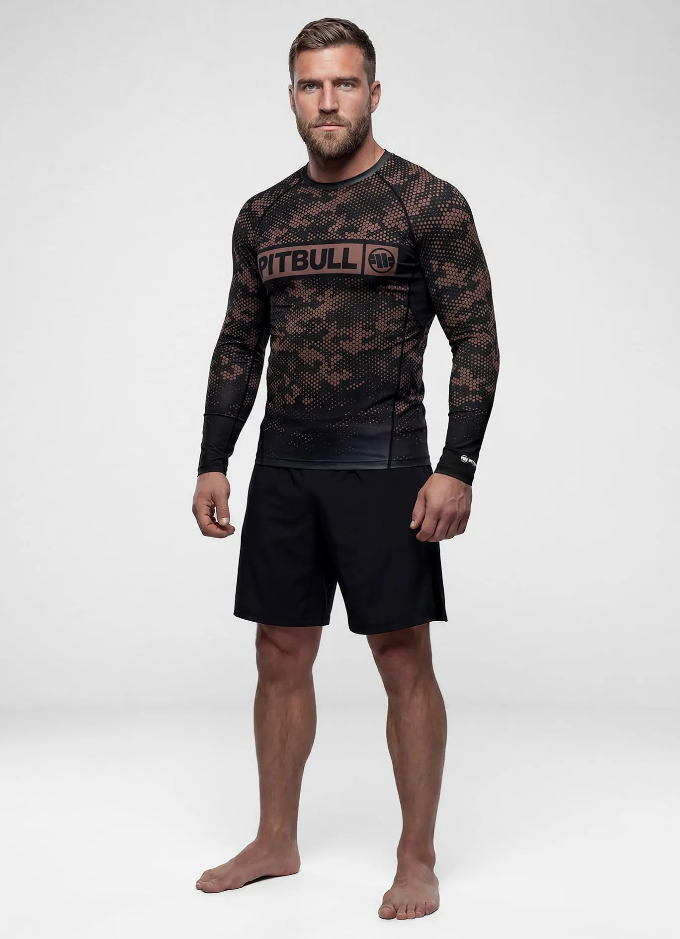 PITBULL - T-Shirt Rashguard Homme Manches Longues Hex Camo Hilltop, T Shirt | Rash Guard Séchage Rapide, Tshirt Fonctionnel Élastique, Rafraichissant Chemise, Sport Chemise, Longsleeve