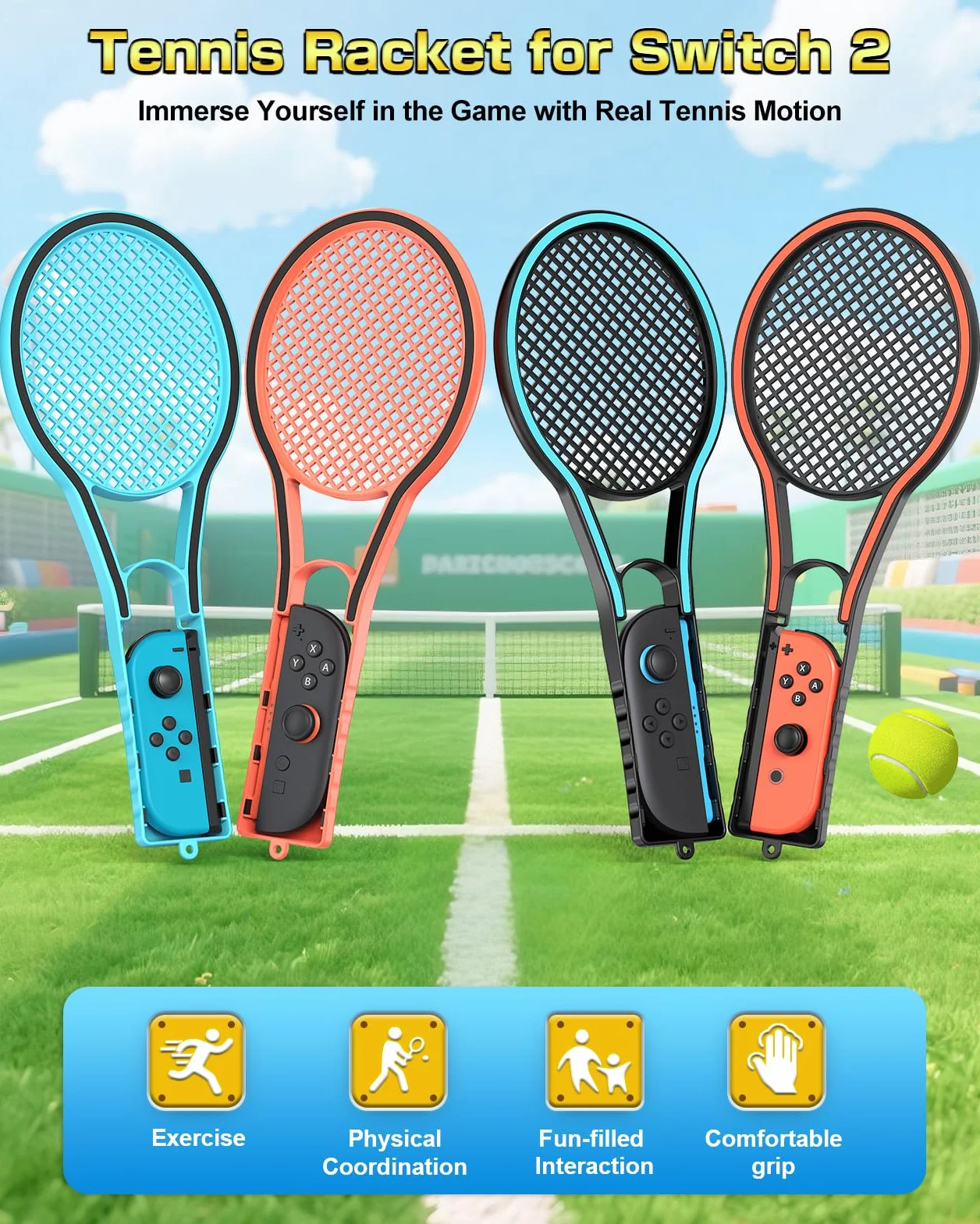 4-Pack Tennis Racket for Switch 2