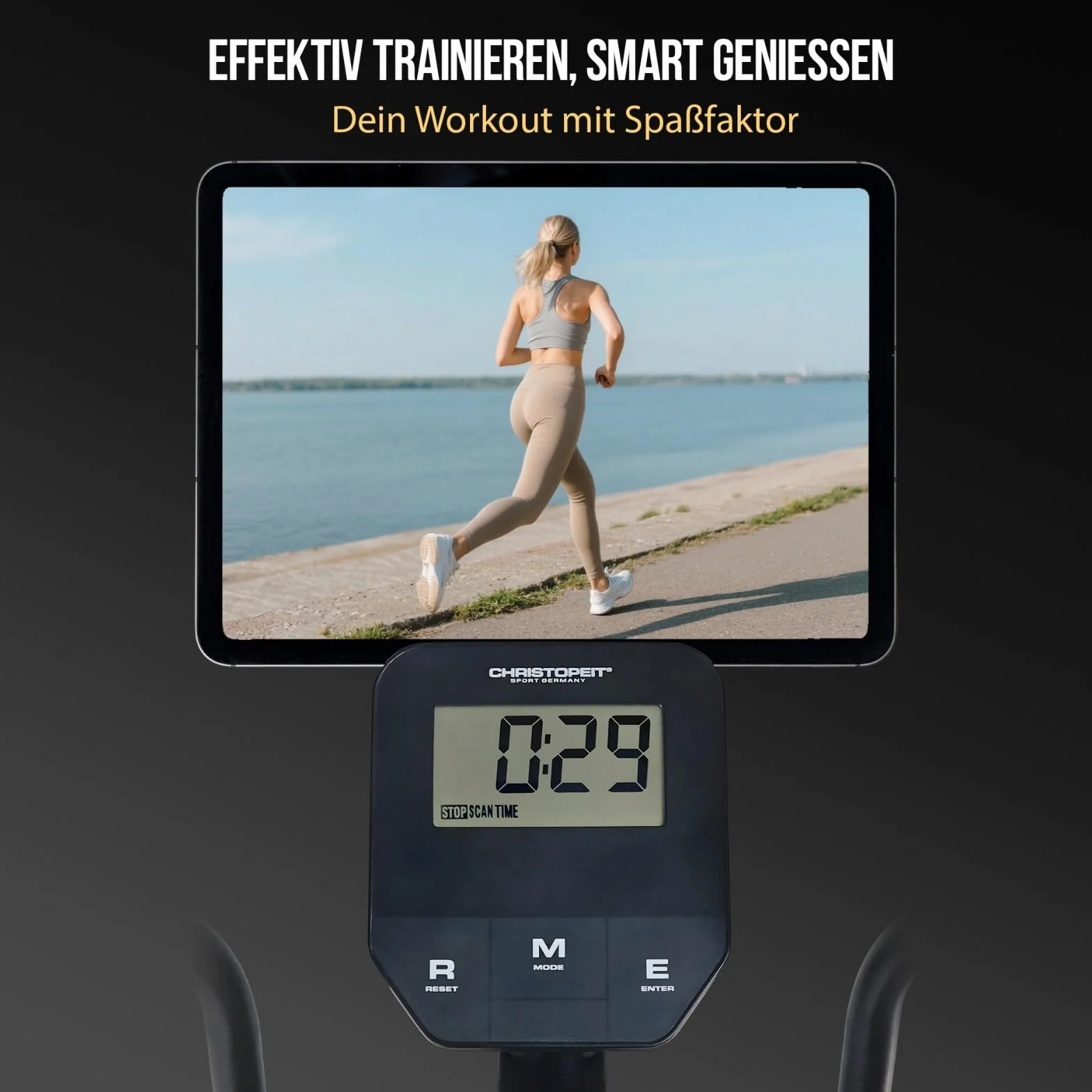 Christopeit Vélo elliptique CT 6 2 en 1 frein magnétique 7kg 8 niveaux résistance capteurs pouls support tablette