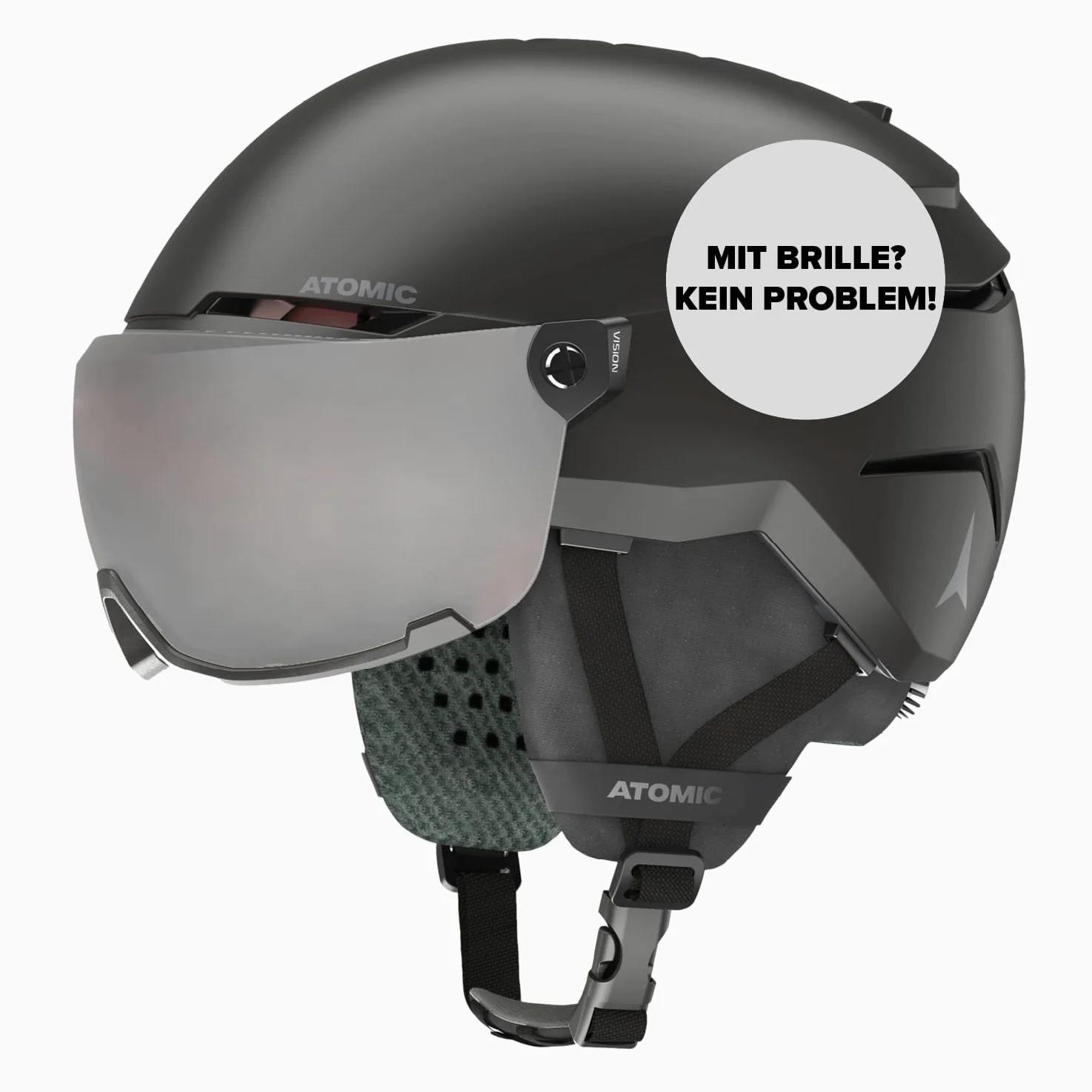 ATOMIC Savor Visor JR Casque De Ski avec Visière, Noir, Taille XS, Enfant Et Adolescent, Absorption Maximale des Chocs, Ventilation Active Aircon, Masque À Miroir Haut De Gamme