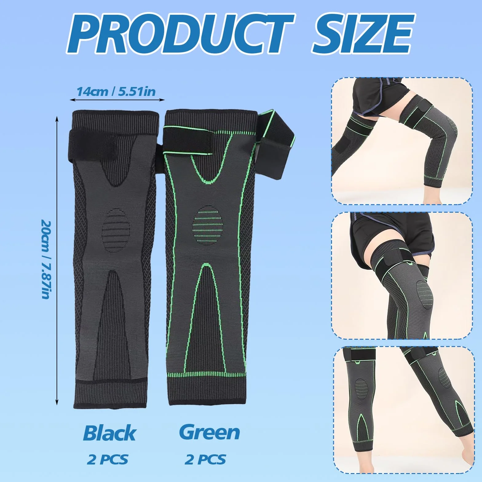 Genouillère Sport Compression Homme Antidérapante Respirante Taille L Vert 1 Paire