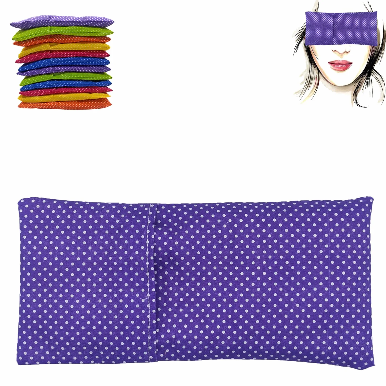 Coussins pour les yeux Pack 12 Colori - Graines de Lavande et de Riz - Yoga Méditation Relaxation