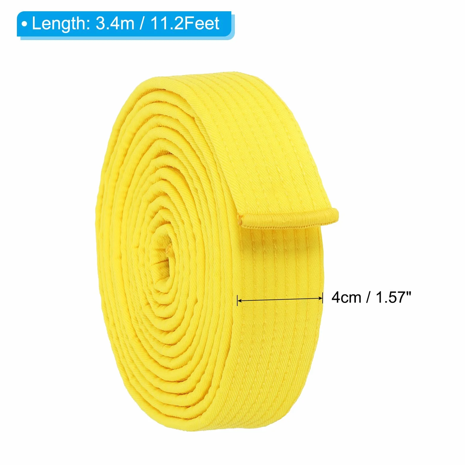 PATIKIL Ceinture de Classement Colorée Taekwondo 1.6" x11.2Ft 3.4M, Ceinture de Coton pour Arts Martiaux, Judo, Karaté, Jaune