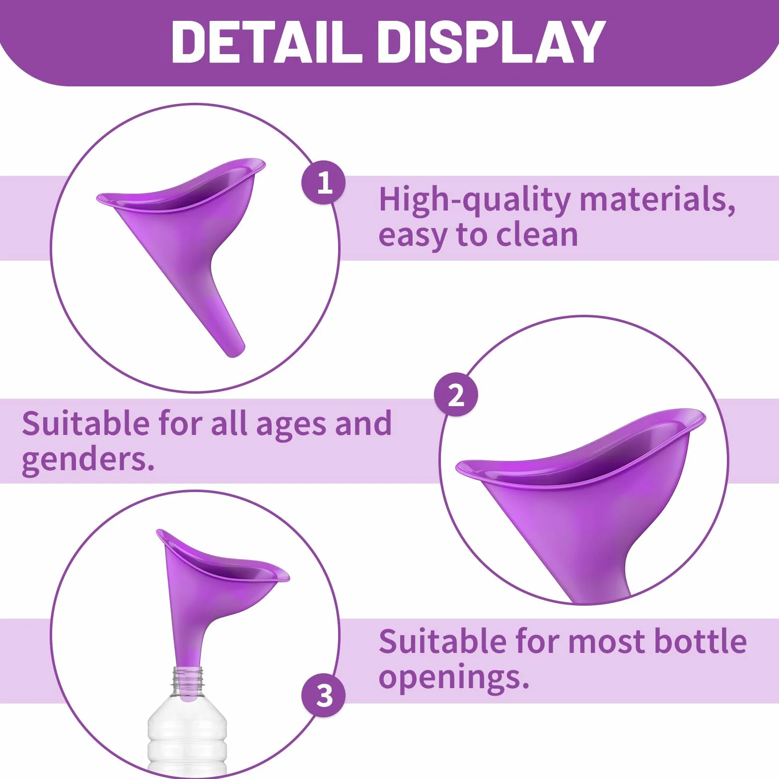 Urinoir pour Femme Portable Pliable 2pcs, Entonnoir Réutilisable pour Festival Camping Randonnée