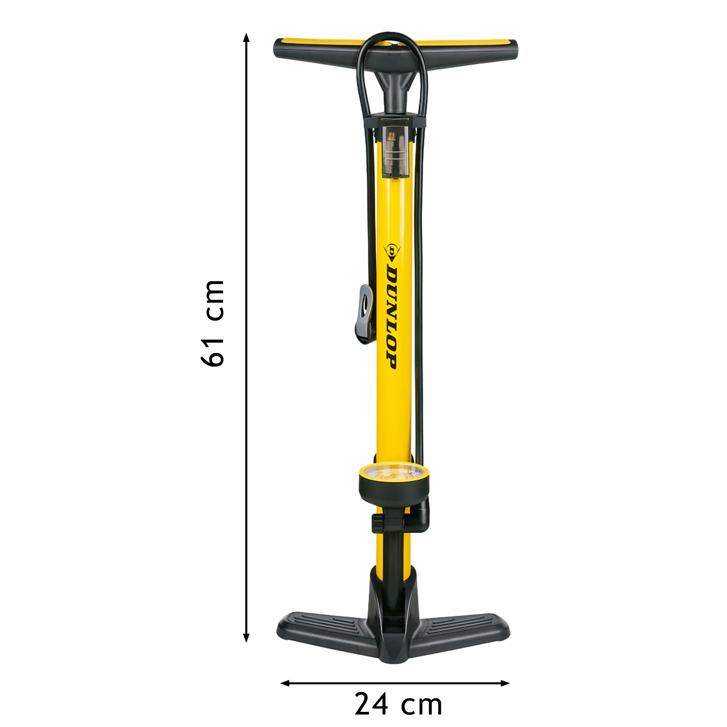 Dunlop Pompe à Vélo Double Valve avec Manomètre 11-12Bar 160-180 PSI Noir