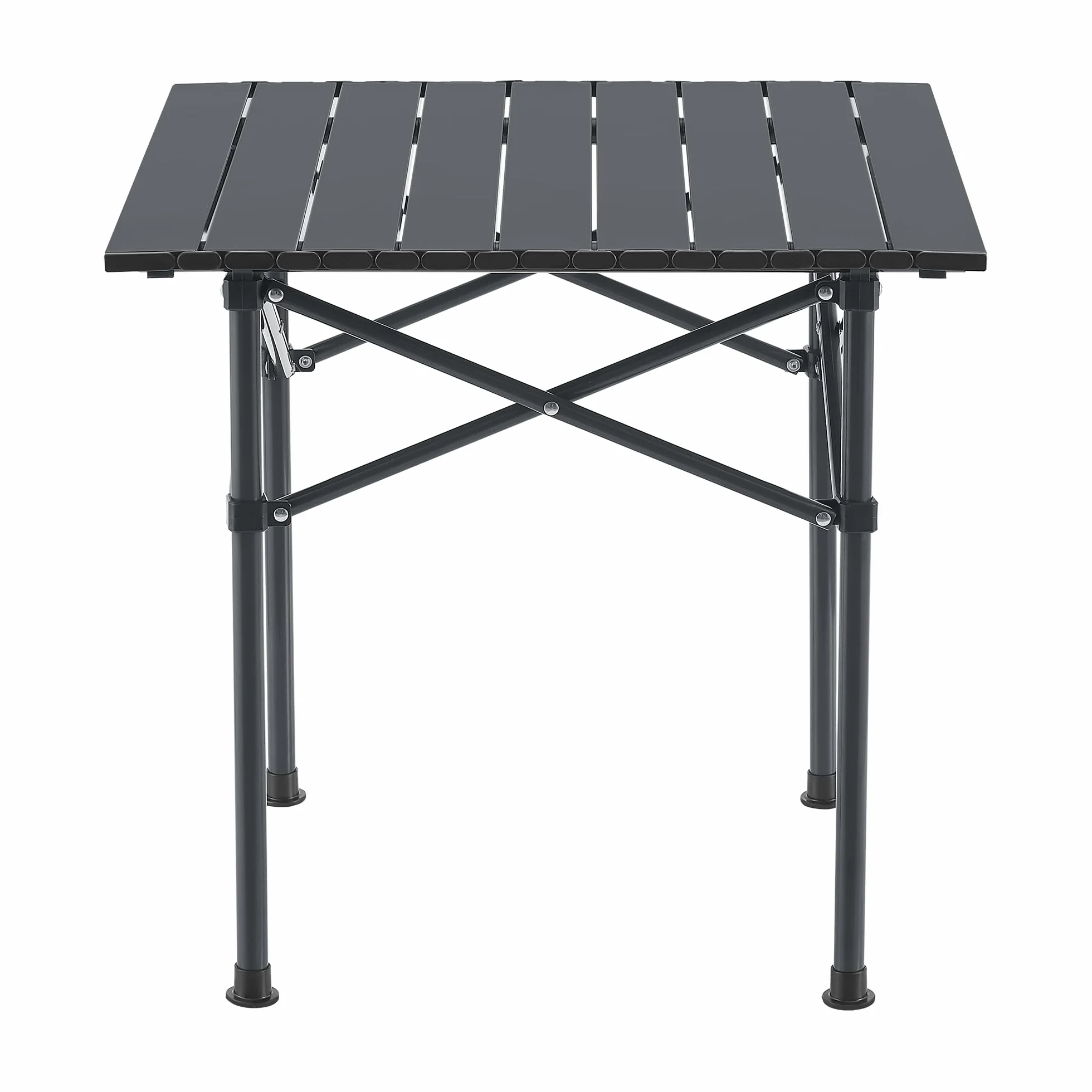 casa.pro Set de Table et 2 Chaises de Camping Pliantes d'Extérieur Siège Confortable avec Dossier Réglable Appuie-Tête Repose-Pieds Porte-Gobelet pour Festival Pêche Pique-Nique Plage Acier Gris