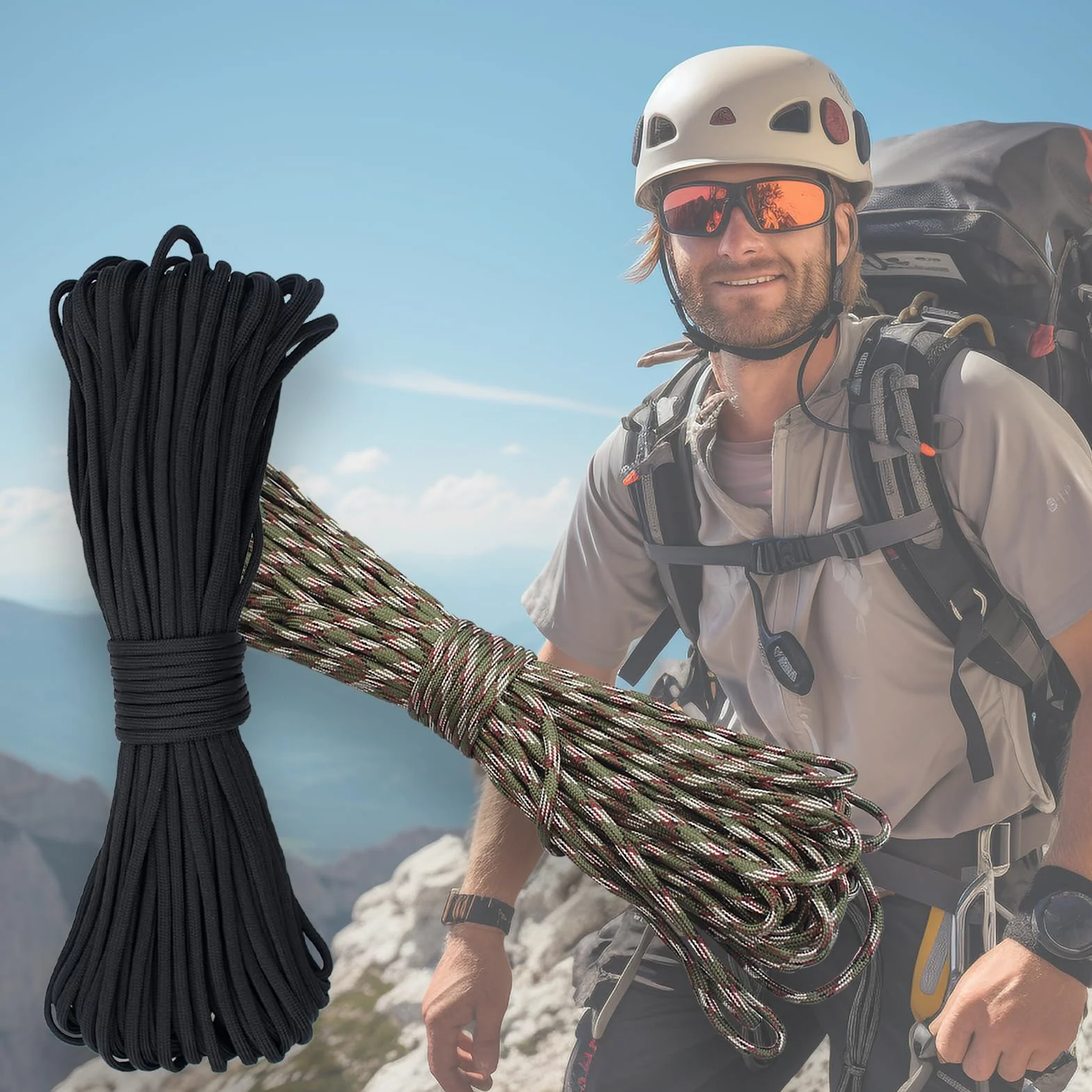 Corde Paracorde 33 ft 4 mm Multifonction 2 Couleurs pour Bracelets DIY Camping Extérieur
