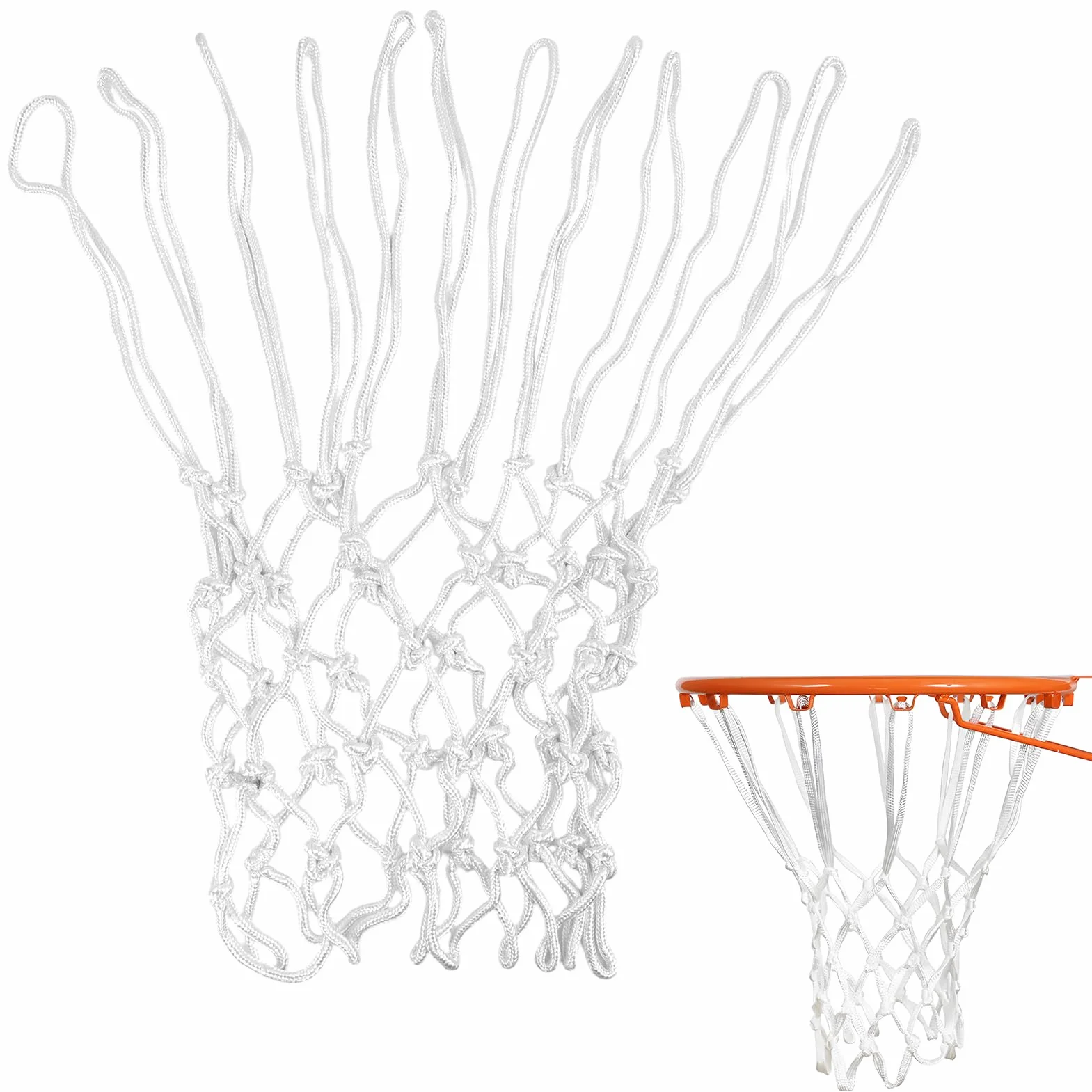 Filet de Basket-Ball de Rechange Résistant aux Intempéries 53,3 cm Polyester 12 Boucles
