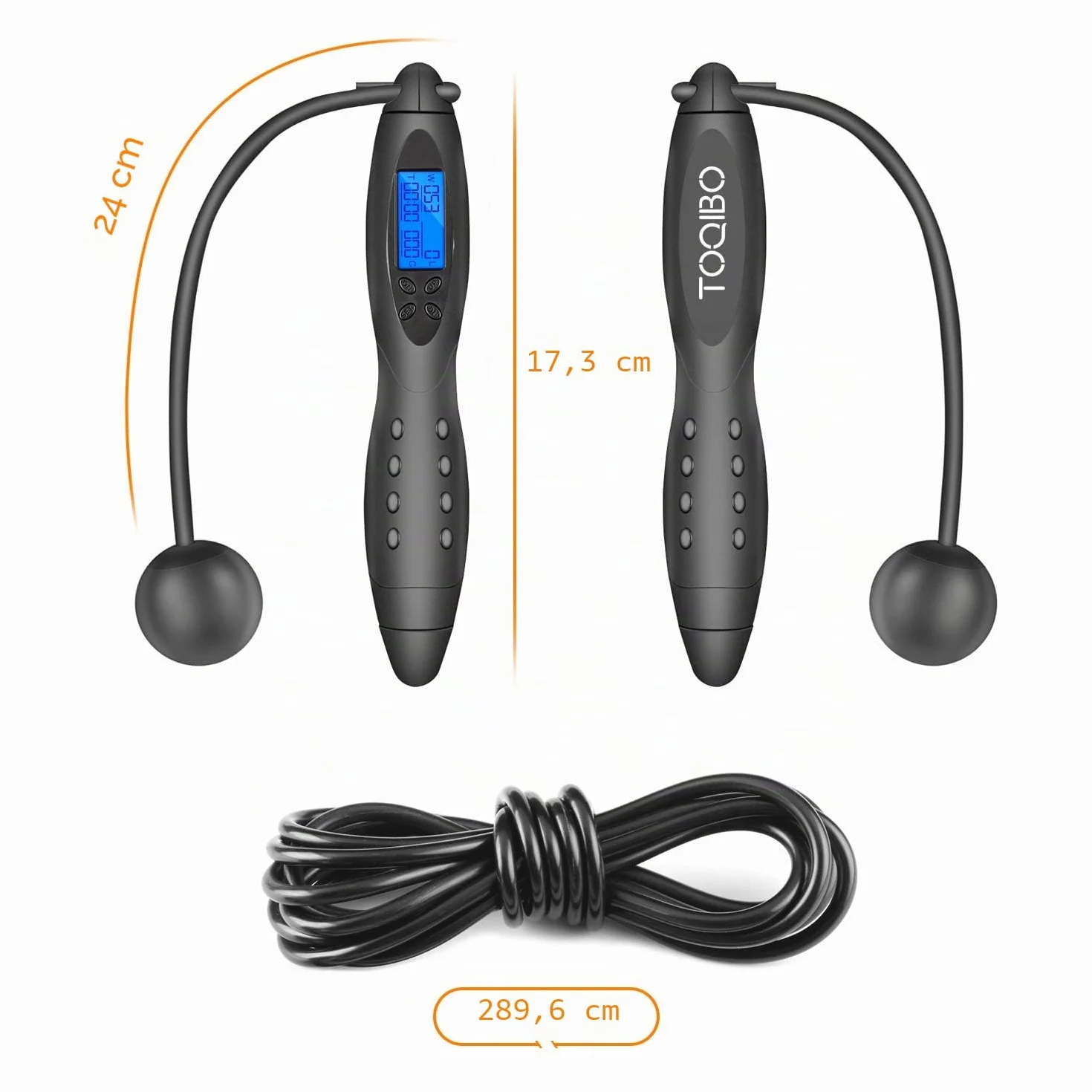 Corde à Sauter Sport sans fil avec Compteur Calories, Minuterie et LCD, Poignées Antidérapantes Réglable pour Adulte Enfant