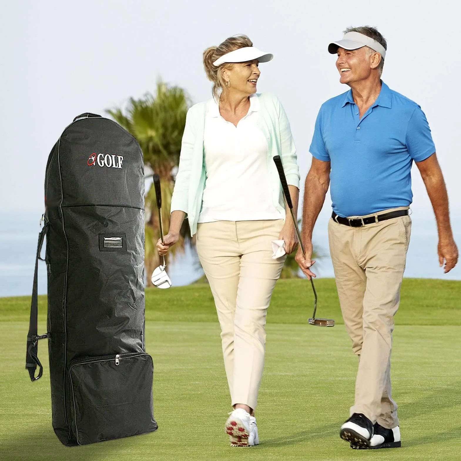 Sac de Golf pour Voyage avec Roues, Bandoulière Réglable