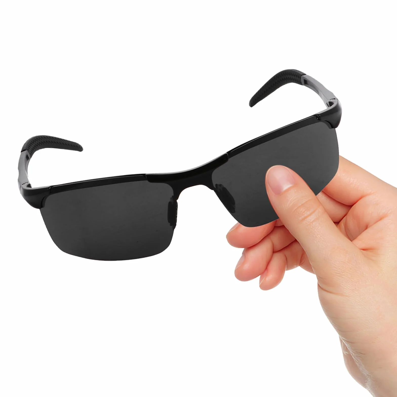 Abaodam Lunettes de Soleil Cycliste Hommes Plastique Noir Monture Solide Verre Incassable Sports Plein Air Cyclisme