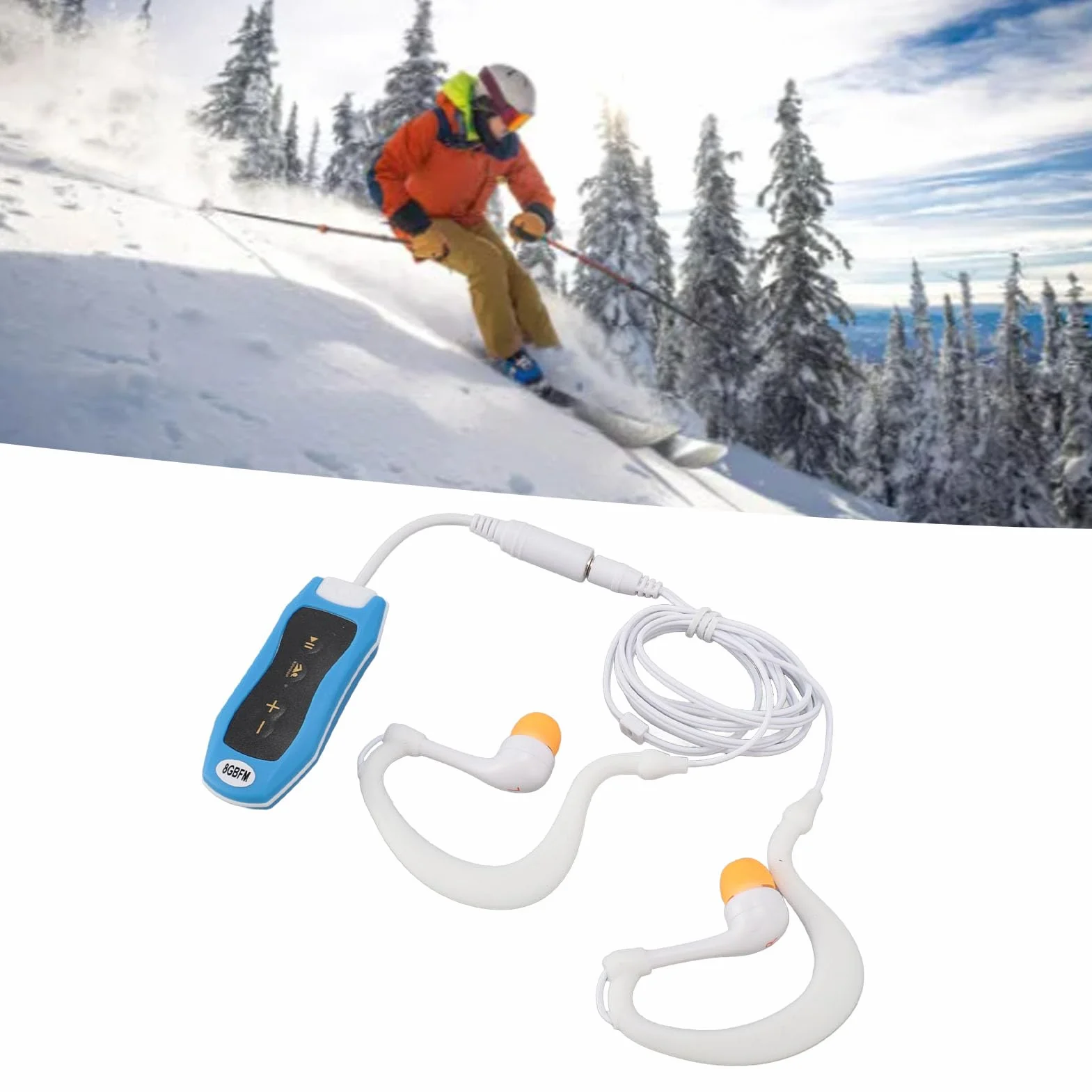 Elprico Lecteur MP3 Etanche Mémoire 8 Go IPX8 USB 2.0 Rechargeable Bleu