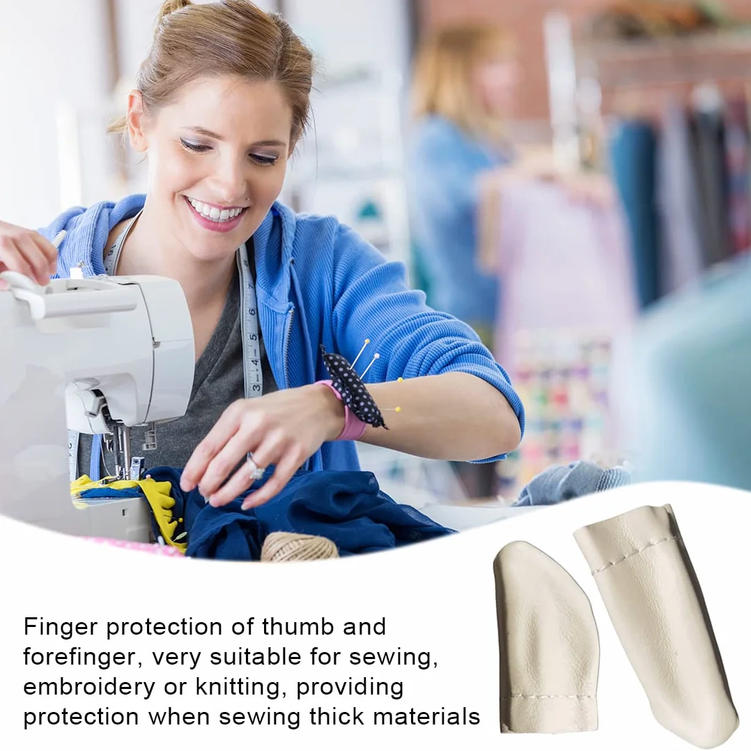 Protège-doigts en cuir tricoté 2 paires pour travaux manuels, outils de couture