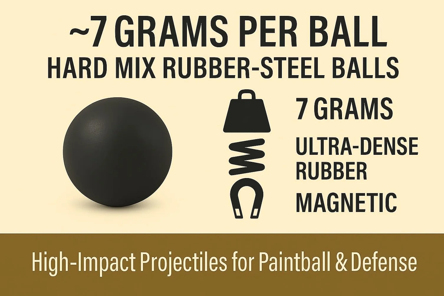 .68 Cal Rubber Steel Balls for Self Defense Pistols