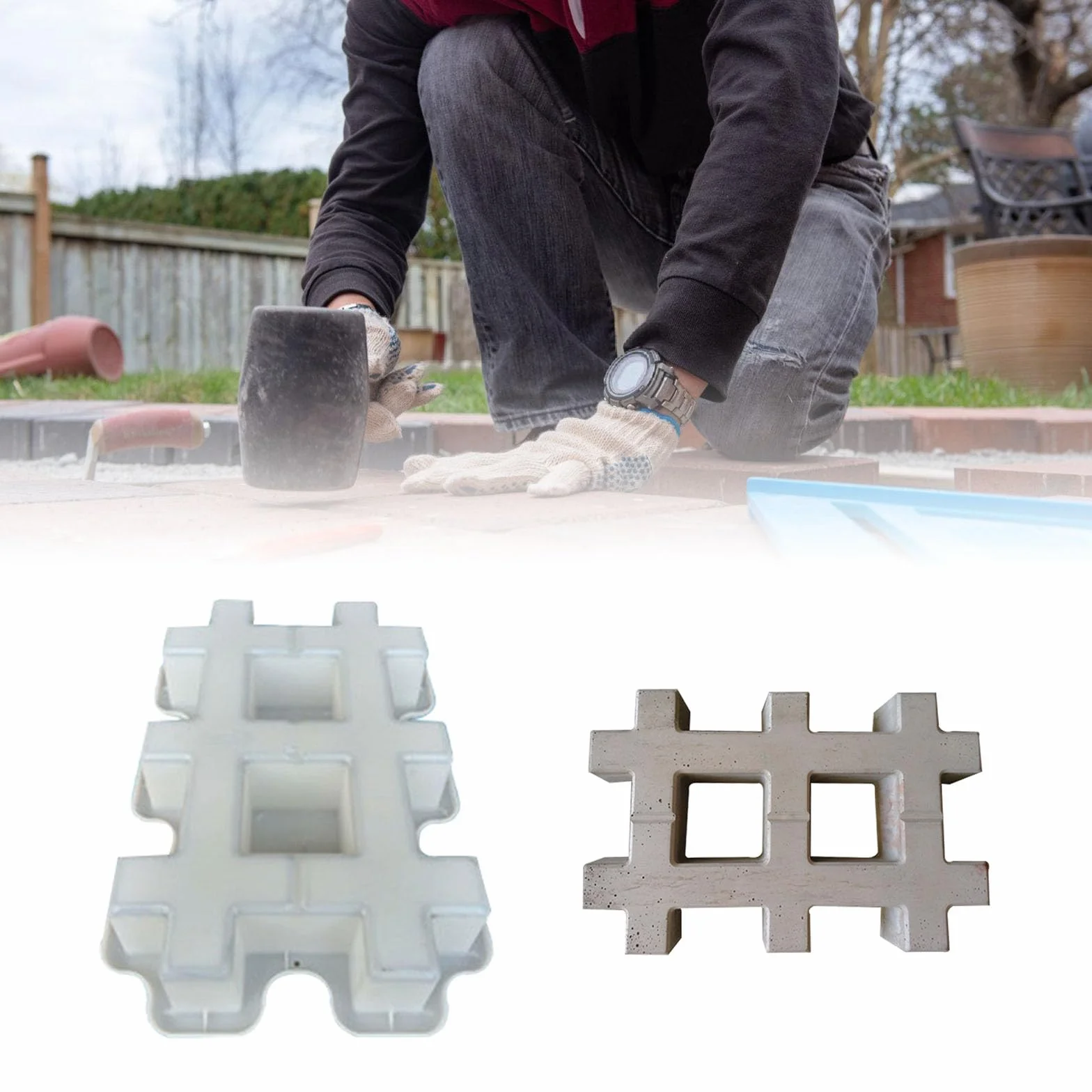 Moule réutilisable à double grille pour pavés de gazon et allées