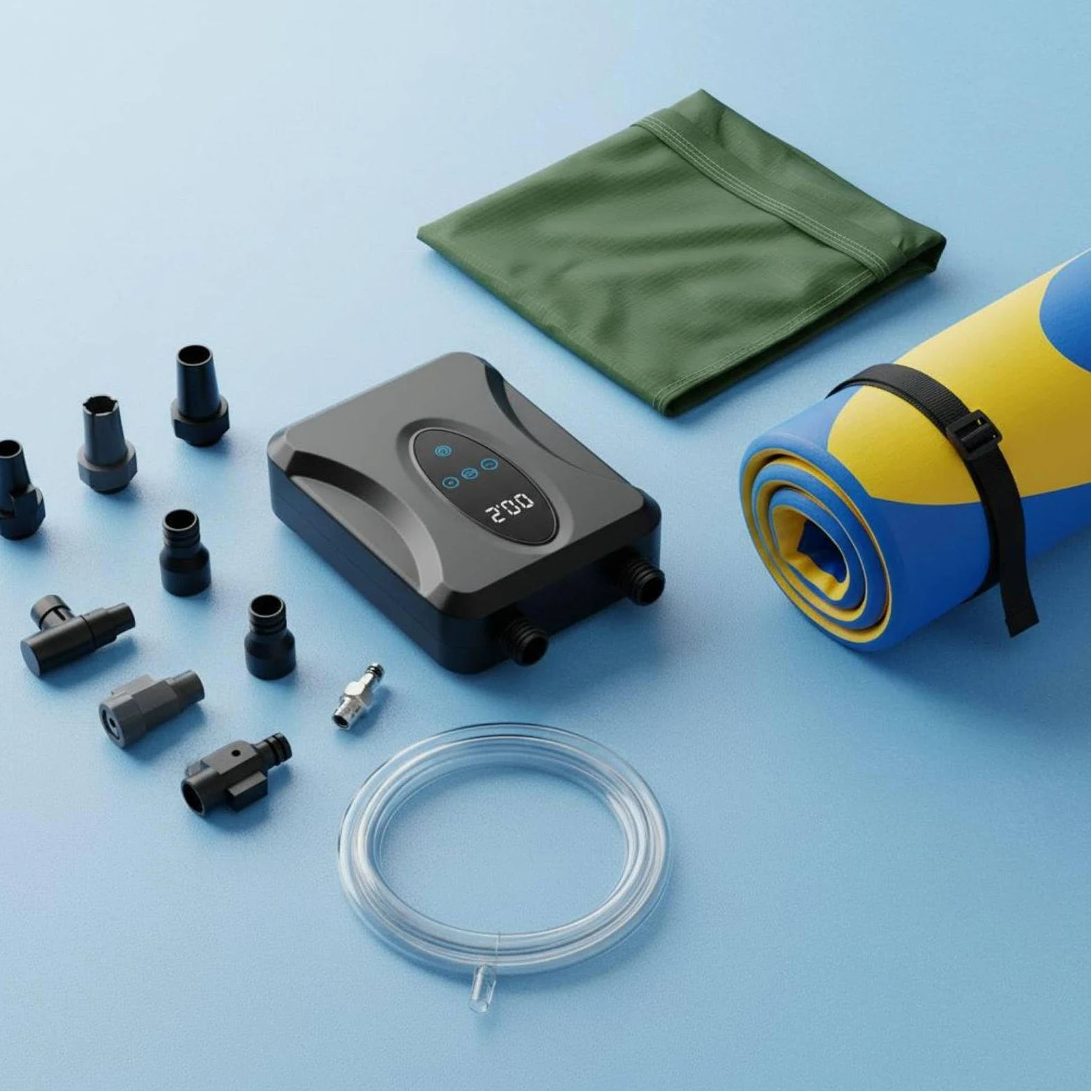 Pompe Électrique Gonflable Gonfleur Compresseur Souffleur Dégonflage Rapide et Pratique Réglage de Pression Jusqu’à 20 Psi Affichage Clair Plastique Adaptée au Plage Ends