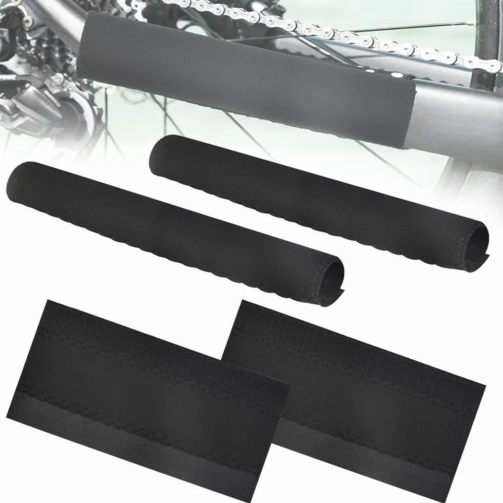 Protecteurs de Cadre de Vélo Autocollants de Chaîne Noir Protection VTT 22x10.5cm 4 PCS