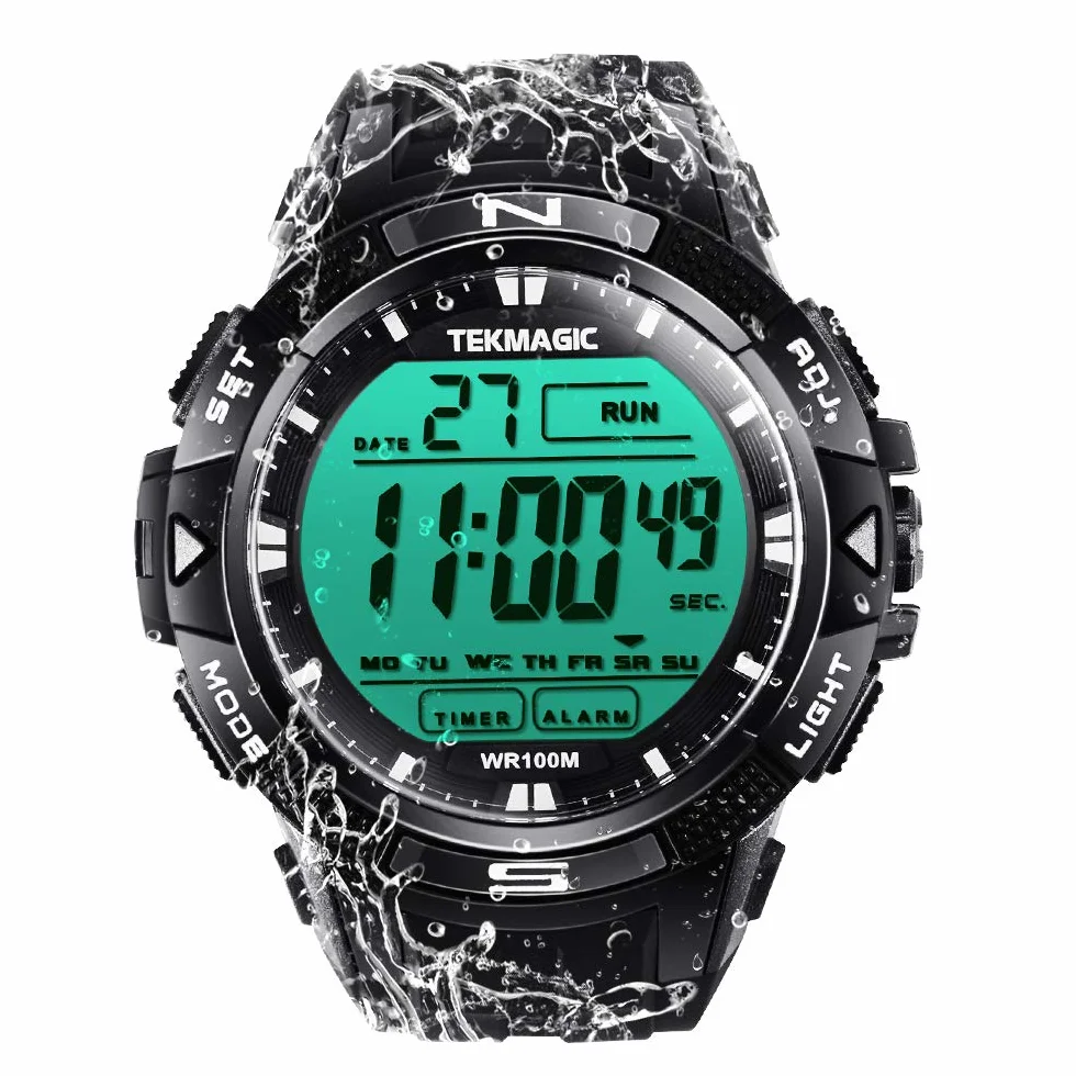 Montre Natation Plongée 10 ATM Etanche Chronomètre Chronographe Réveil Double Fuseau Horaire