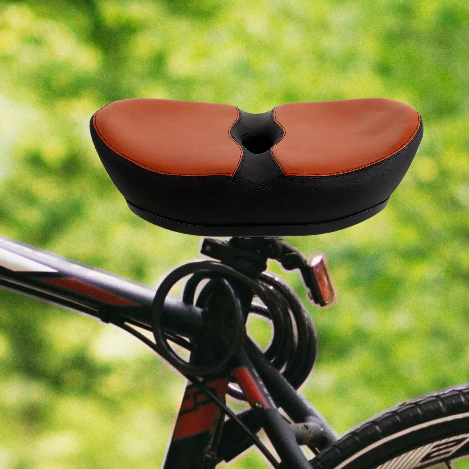 Coussin de Selle de Vélo Large sans Nez, Ergonomique, Antidérapant | Mousse Polyuréthane Pu, Entretien Facile, pour Vélos de Route et Électriques, Usage Quotidien