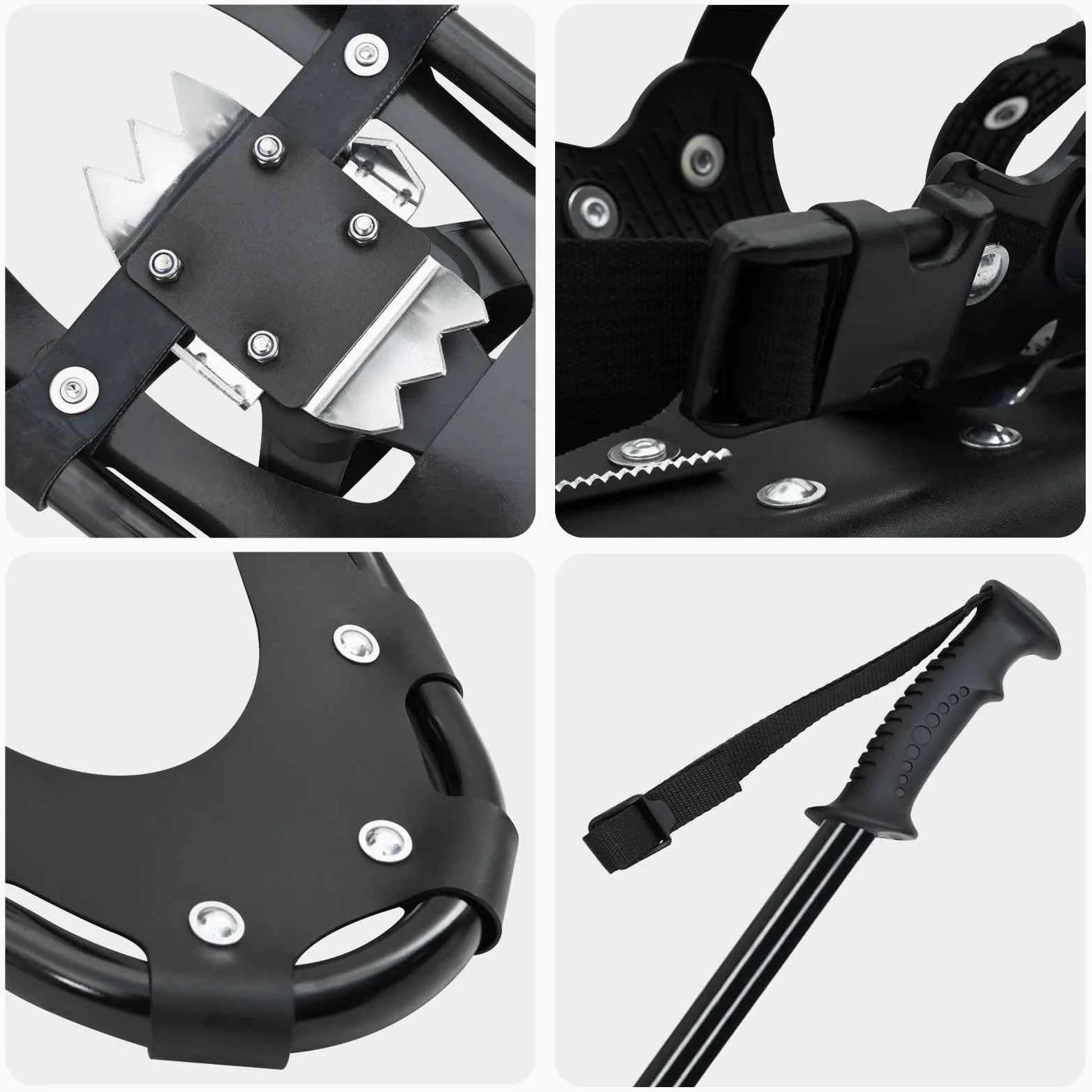Raquettes en Bleu et Noir 53,5 x Aluminium HDPE, Set Complet avec bâtons Ajustables, Sac de Transport, Fixations sécurité, adaptées pour randonnée, Montagne, Hiver