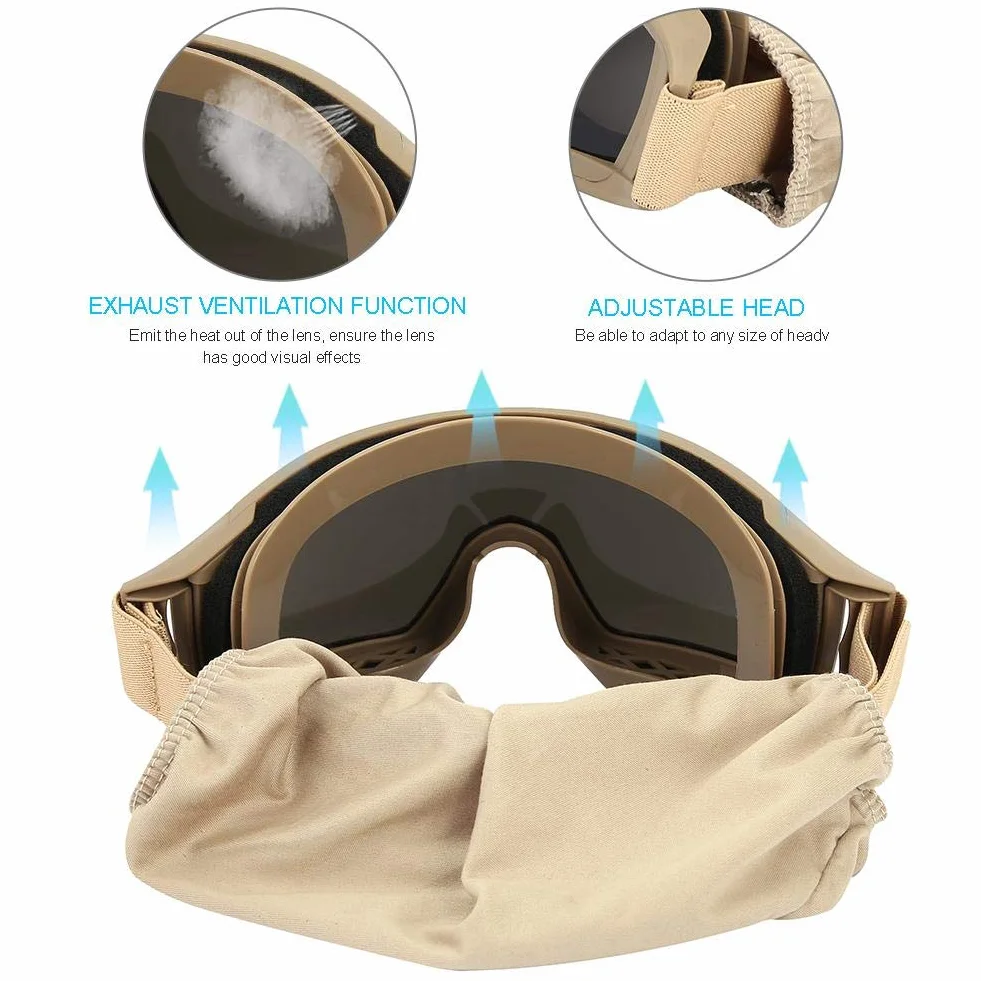 Tactics Goggles Airsoft Paintball Ski Anti-Dust Anti-Fog Eye Protection Military Glasses