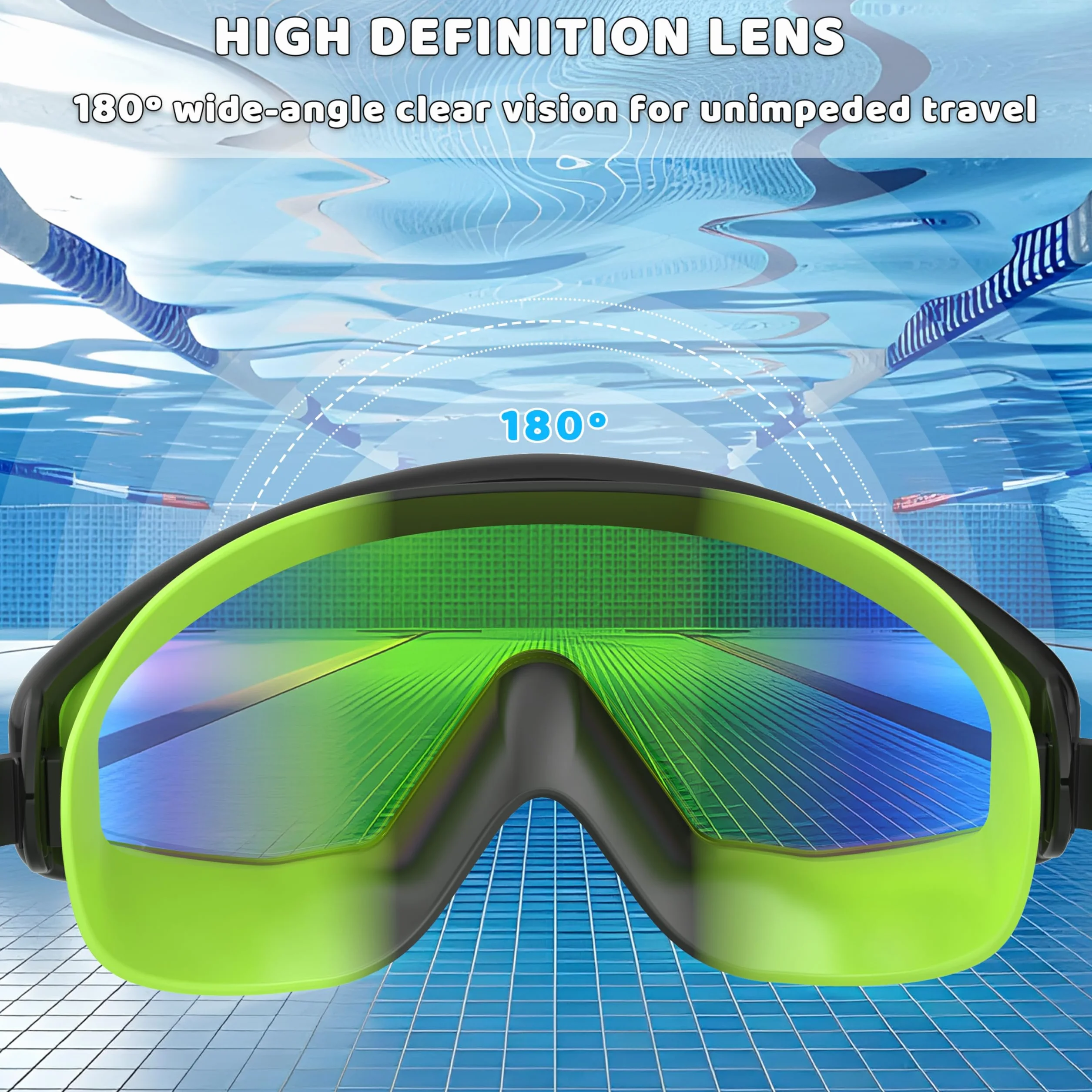 Lunettes de Natation Enfant Anti-Buée UV Vision Large Réglage 1 Bouton 3-12 Ans