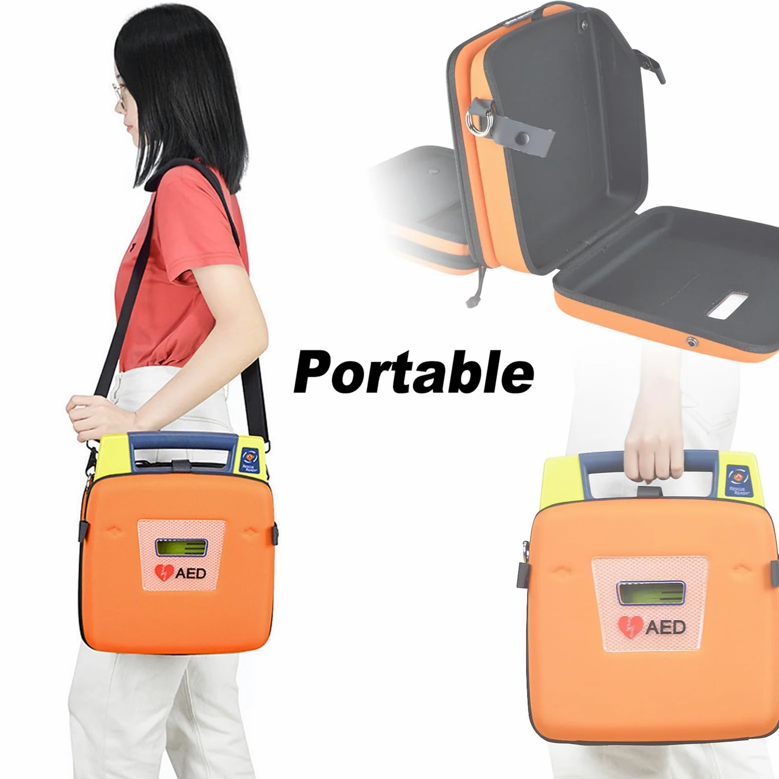Sac de rangement portable for défibrillateur AED avec bretelles réglables | Sac de rangement d'urgence DAE accrocheur, conception à deux couches for la maison,le bureau et les lieux publics