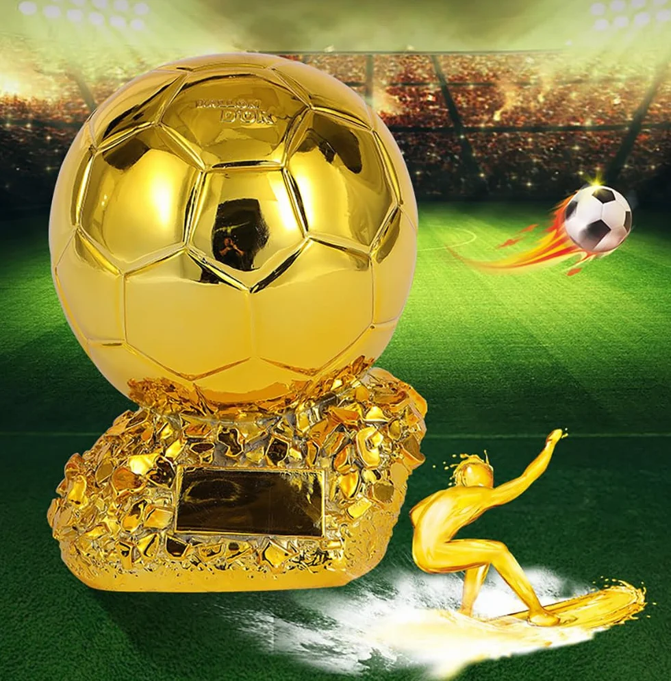 Réplique du Trophée Ballon d'or en Résine - Personnalisable, Récompense Football Meilleur Joueur & Souvenir Sportif