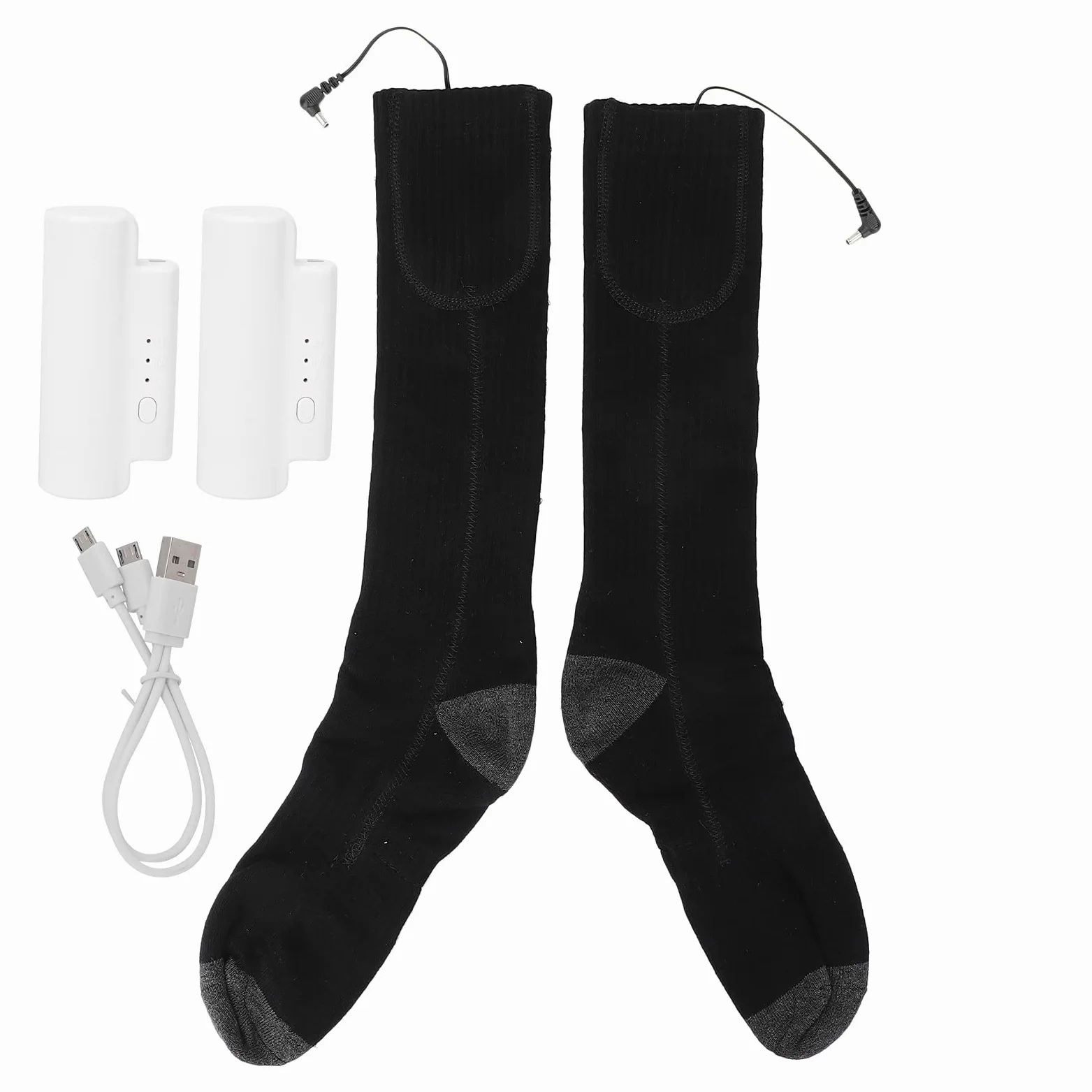 Chaussettes chauffantes électriques, Chaussettes Thermiques à Batterie Rechargeable avec 3 Niveaux de Chaleur, Chaussettes chauffantes en Coton Doux pour Hommes et Femmes,
