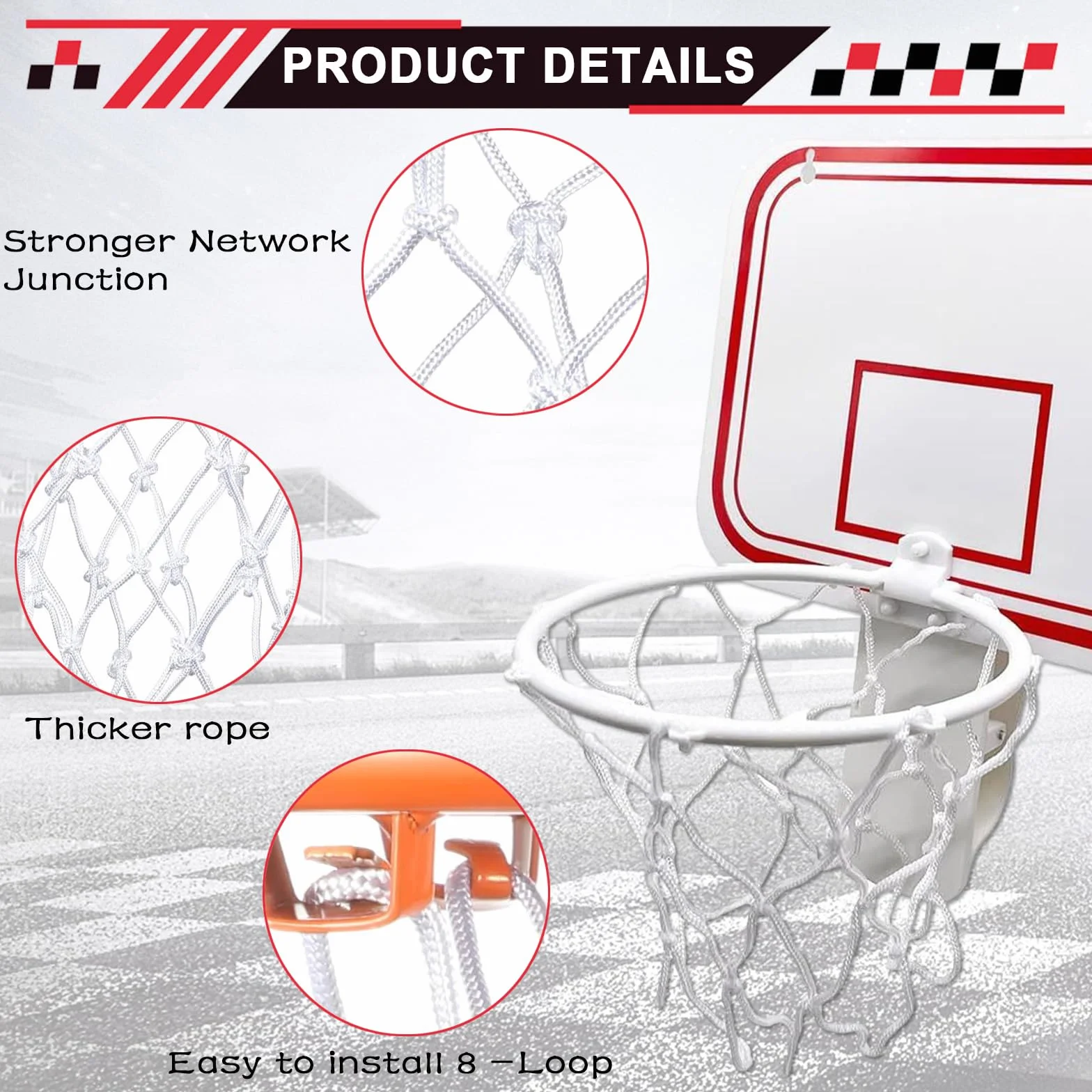 Filet Panier Basket Extérieur Mini Basketball Net de Remplacement Résistant aux Intempéries 2 Pièces Blanc