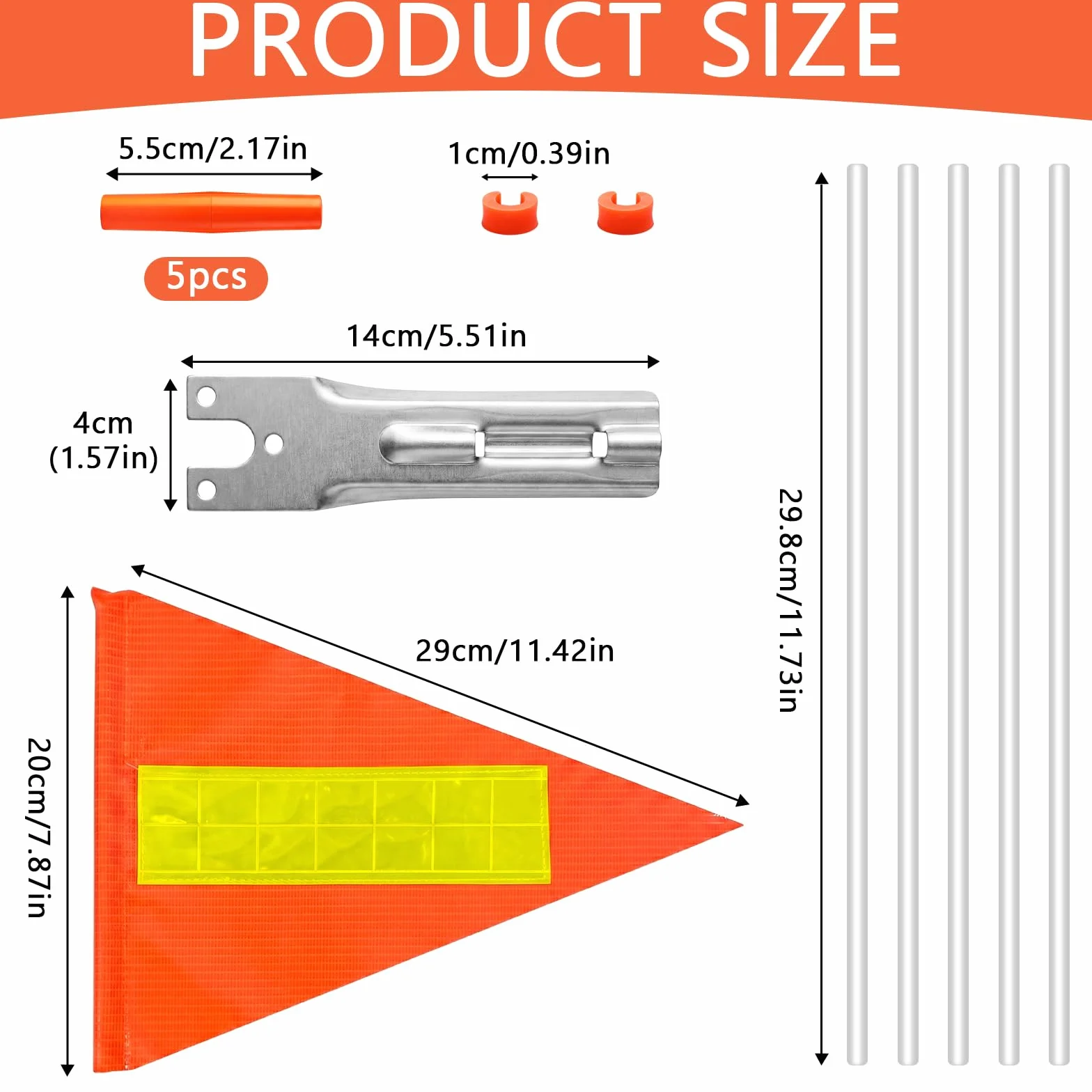 Fanion de Sécurité pour Vélo 150cm, Drapeau Velo Réfléchissant Impréable, Tige Réglable